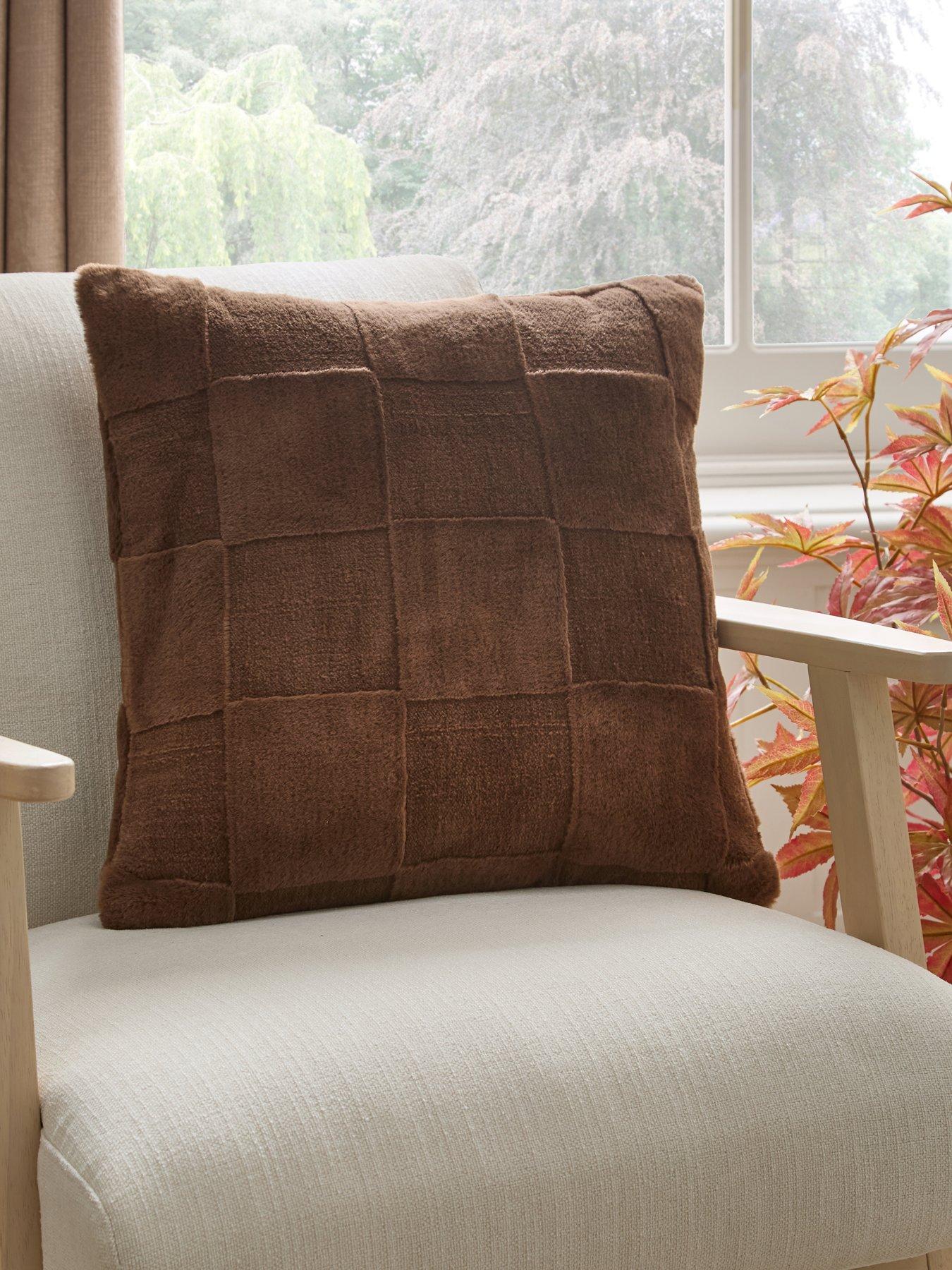 The Very Collection Checkerboard Faux Fur Cushion