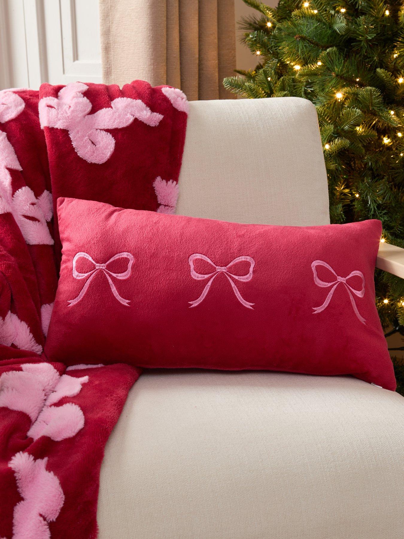 The Very Collection Bow Embroidered Bolster Cushion