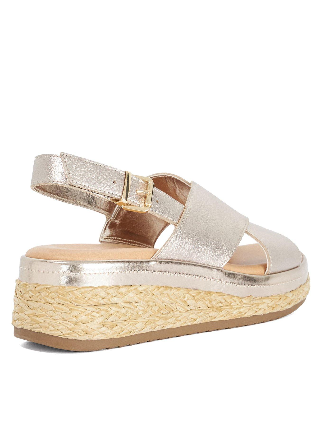  image of dune-london-kiya-crossover-strap-sandal-gold