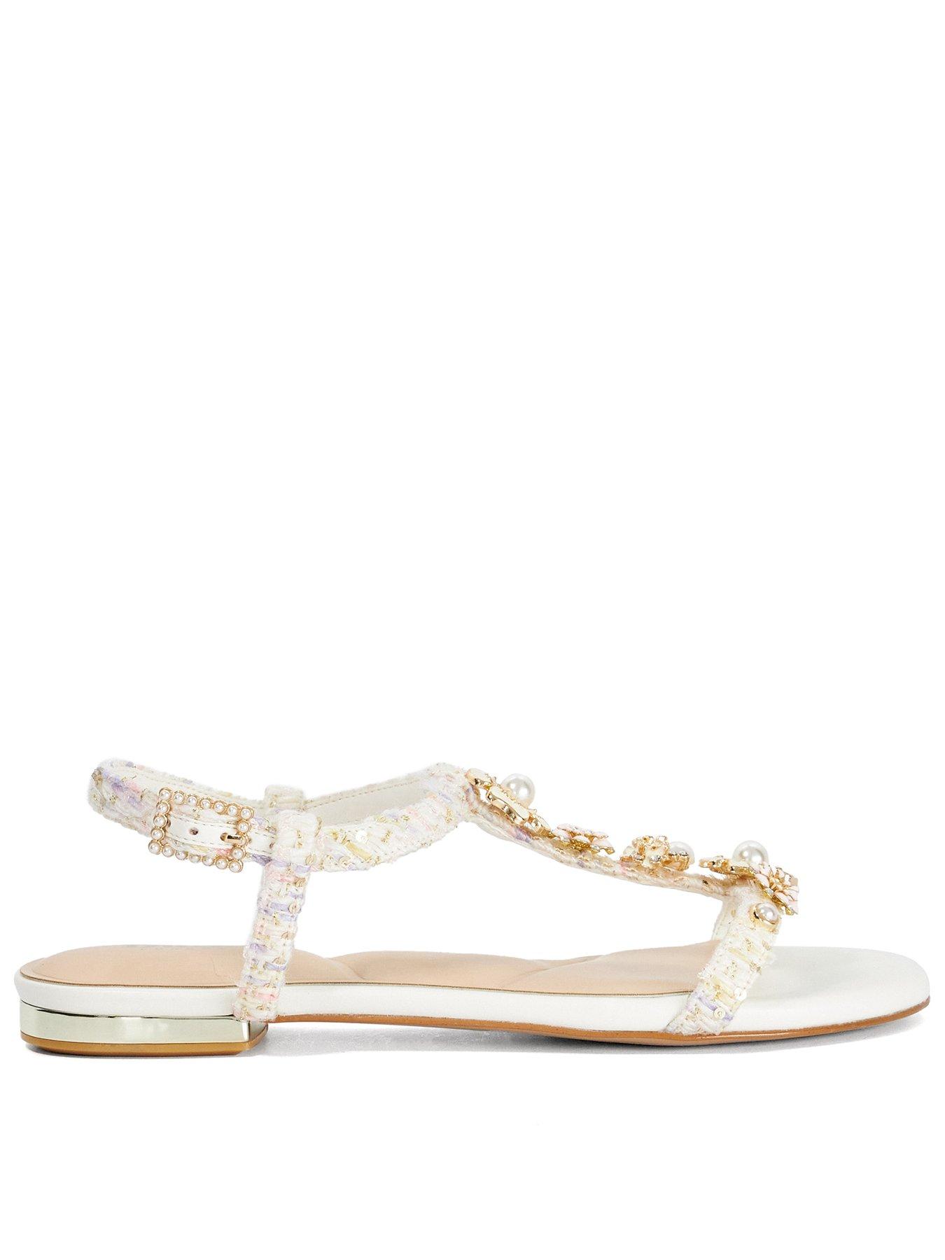 Dune London Nature Floral Embellished T-bar Sandals - Multi