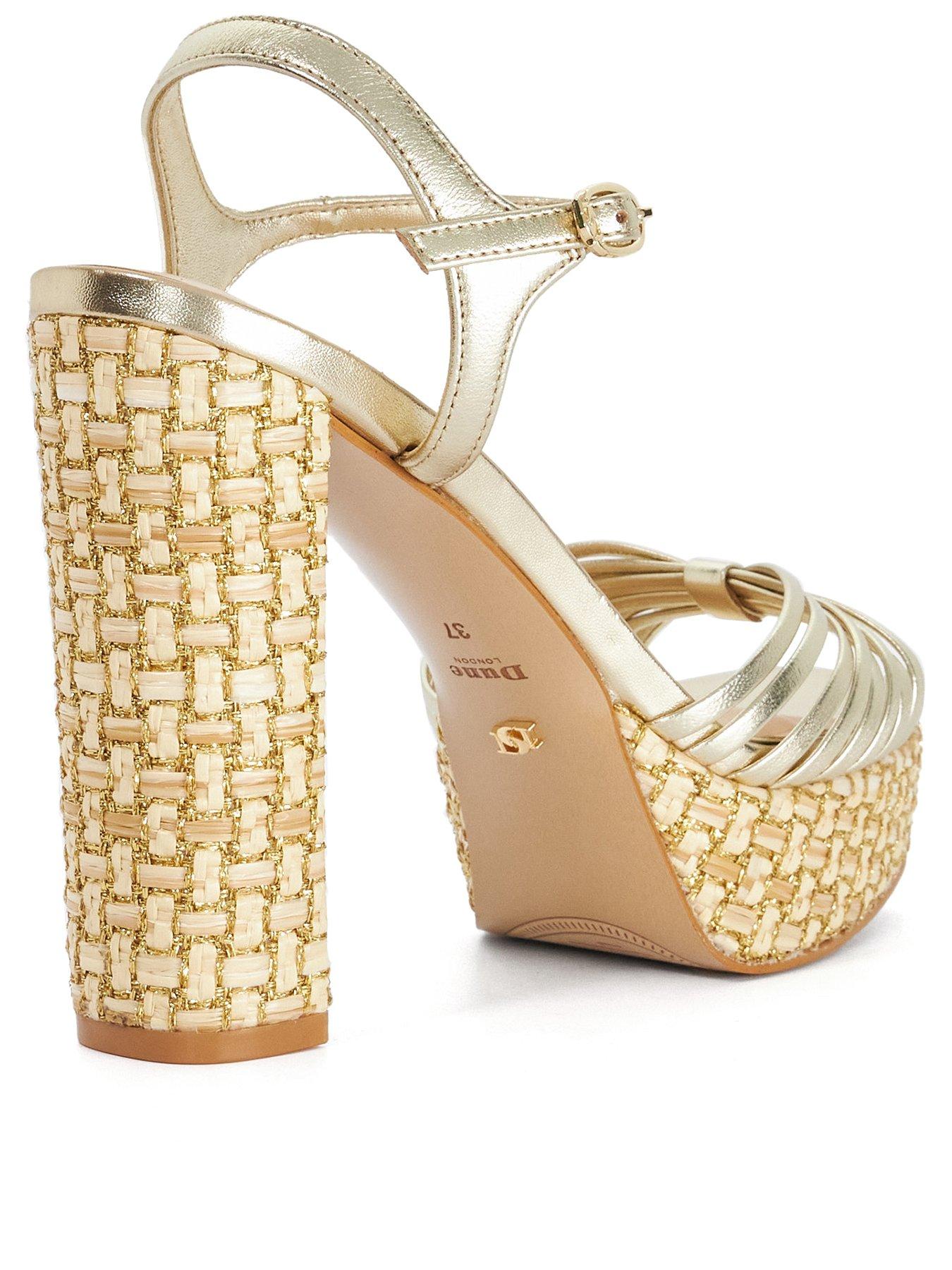 Image 3 of 6 of Dune London Minogue Suede and Leather Strappy Gladiator Platform Sandal - Gold