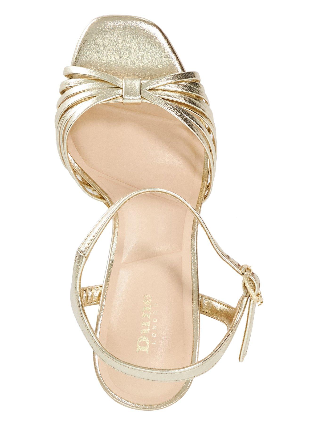 Image 4 of 6 of Dune London Minogue Suede and Leather Strappy Gladiator Platform Sandal - Gold
