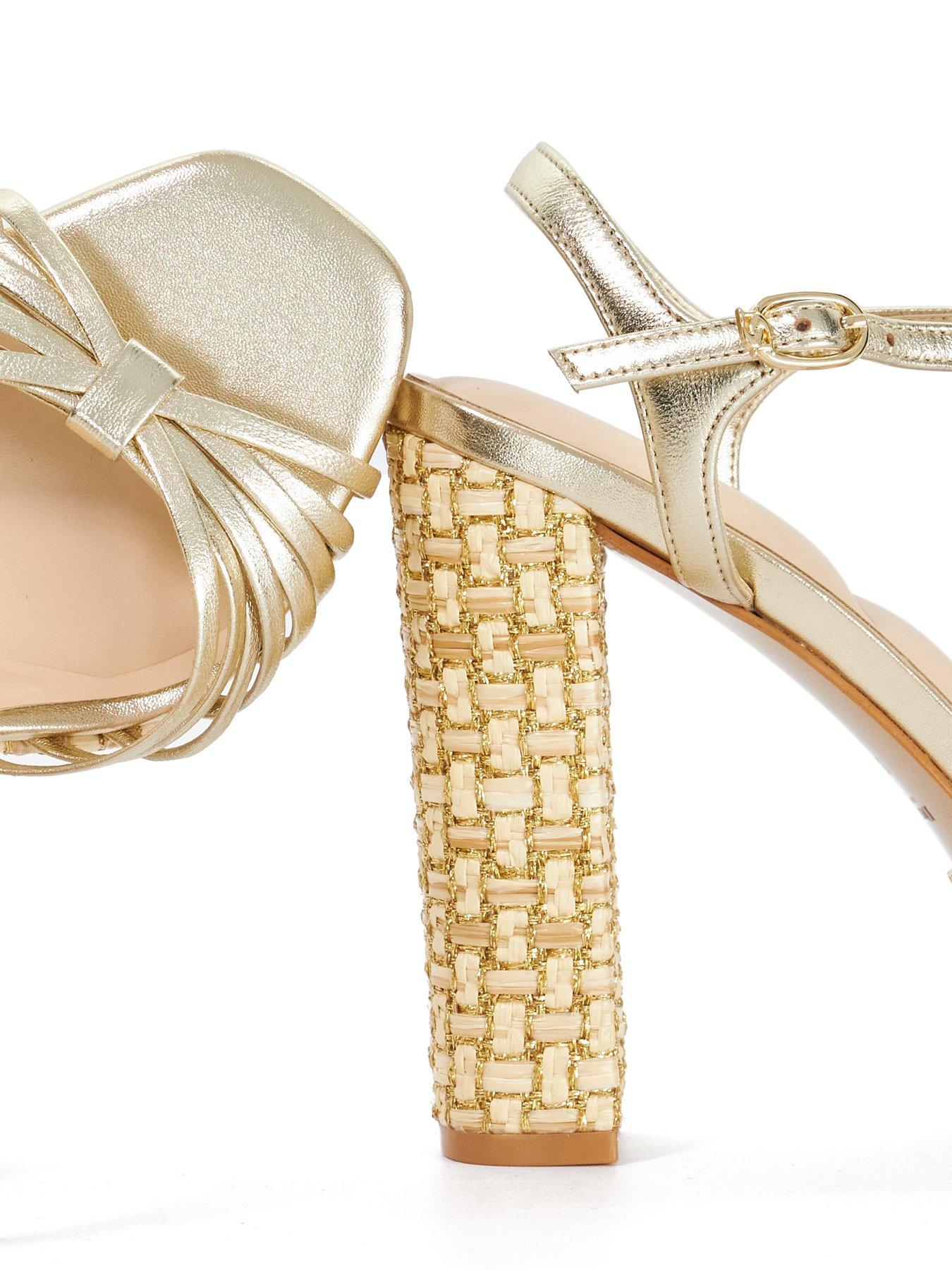 Image 5 of 6 of Dune London Minogue Suede and Leather Strappy Gladiator Platform Sandal - Gold