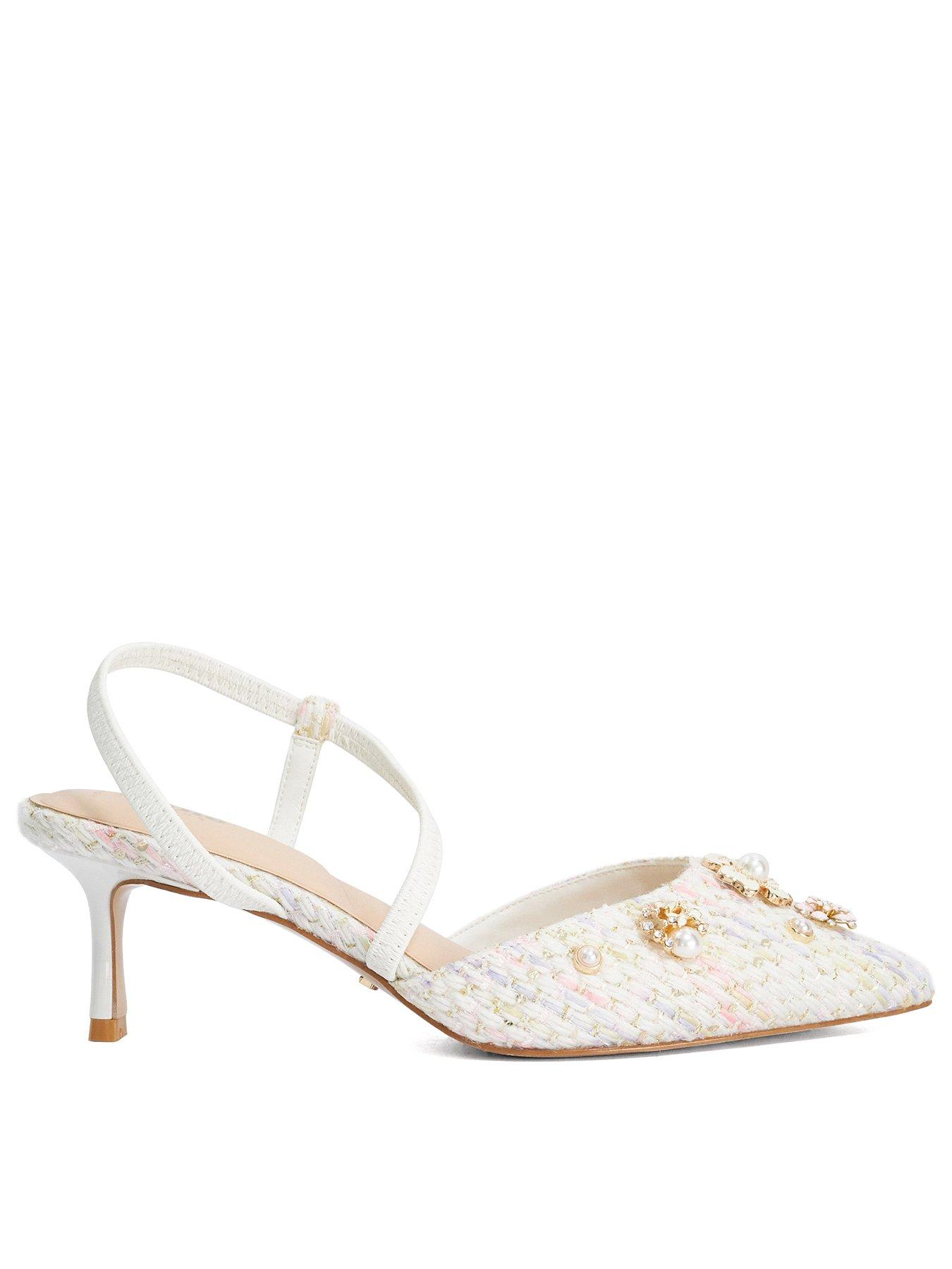 Dune London Wide Fit Dyana Embellished Open Court Heel - Multi