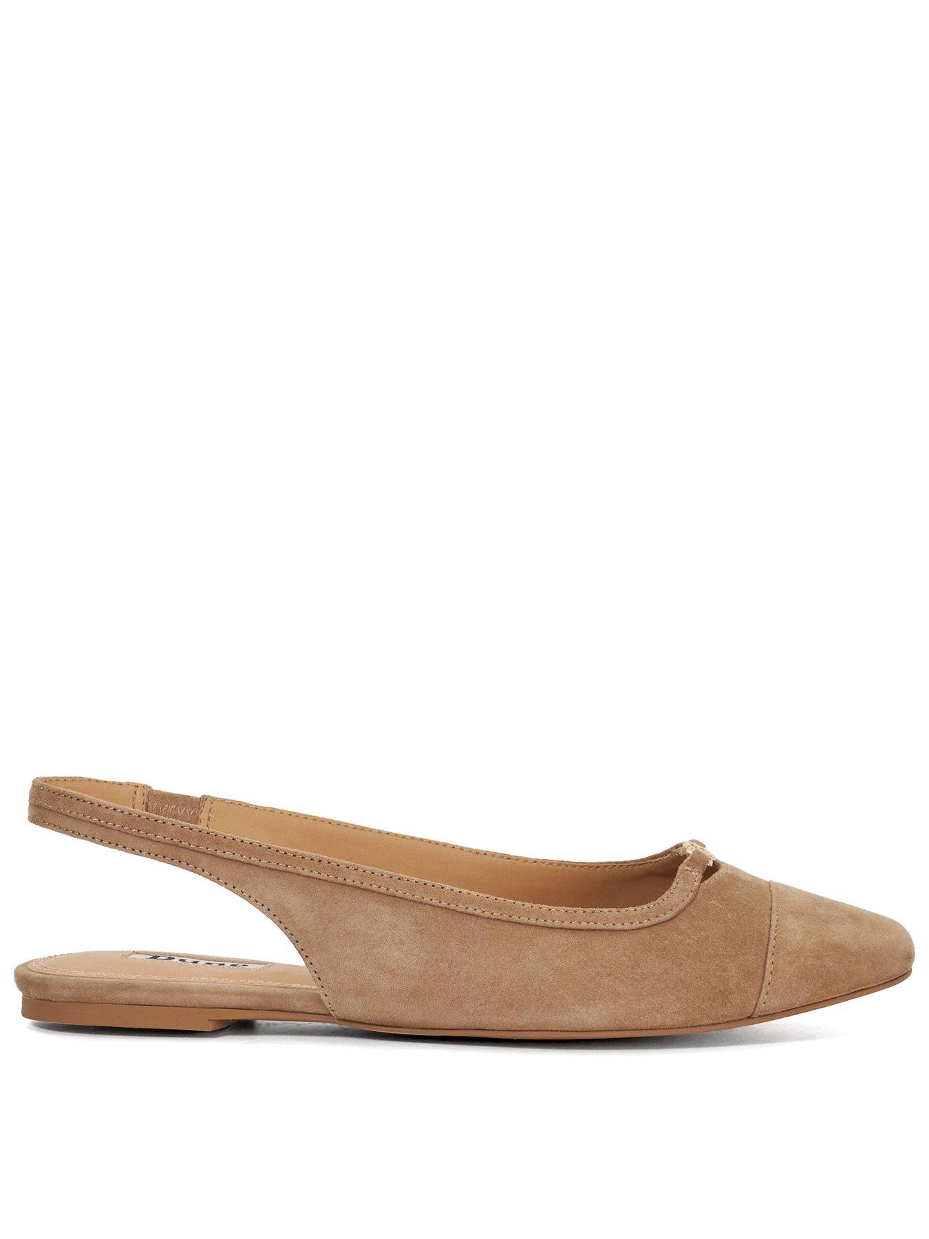 Image 1 of 6 of Dune London Hanna Suede Sling Back Logo Flats - Brown
