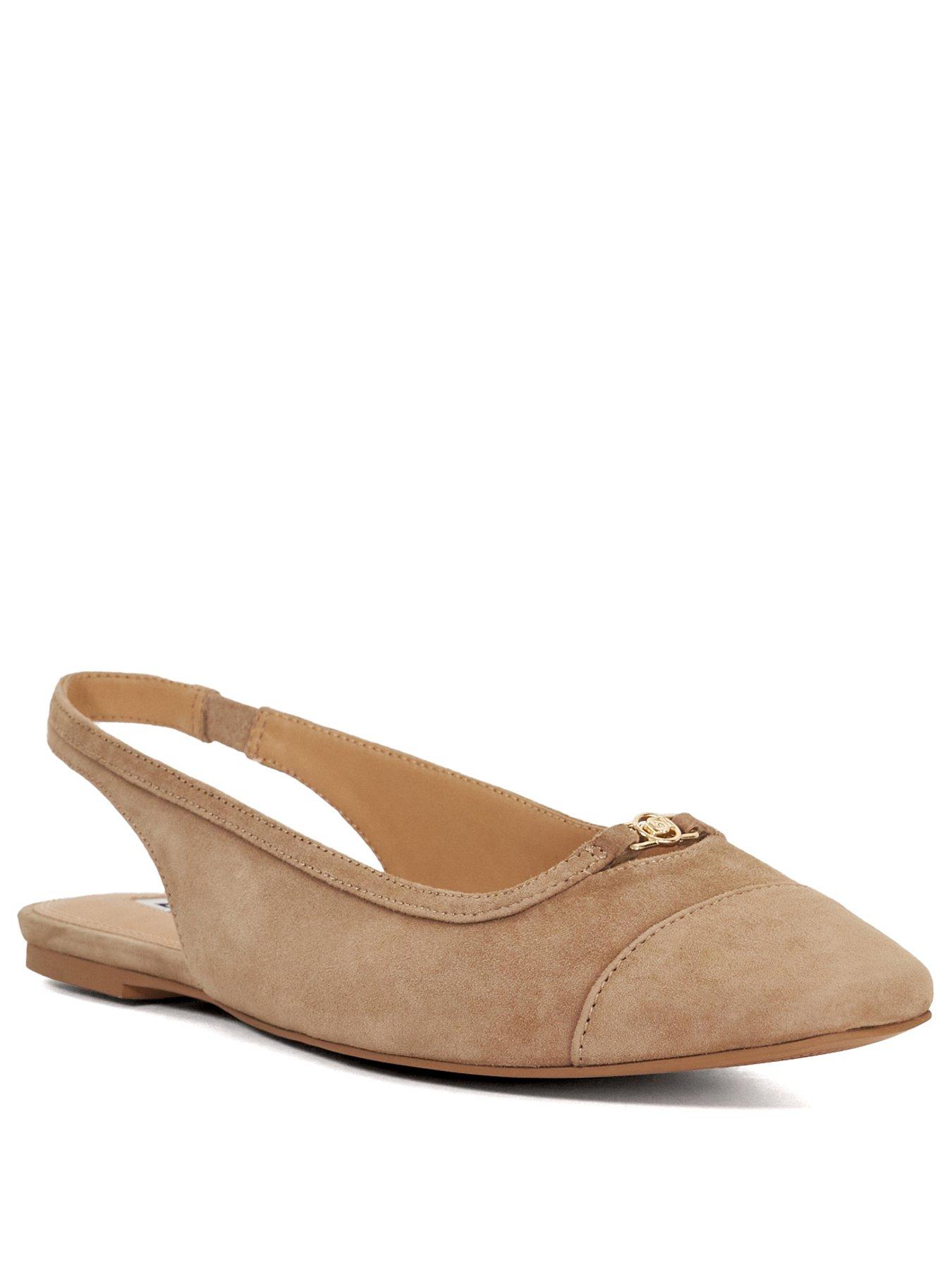 Image 2 of 6 of Dune London Hanna Suede Sling Back Logo Flats - Brown