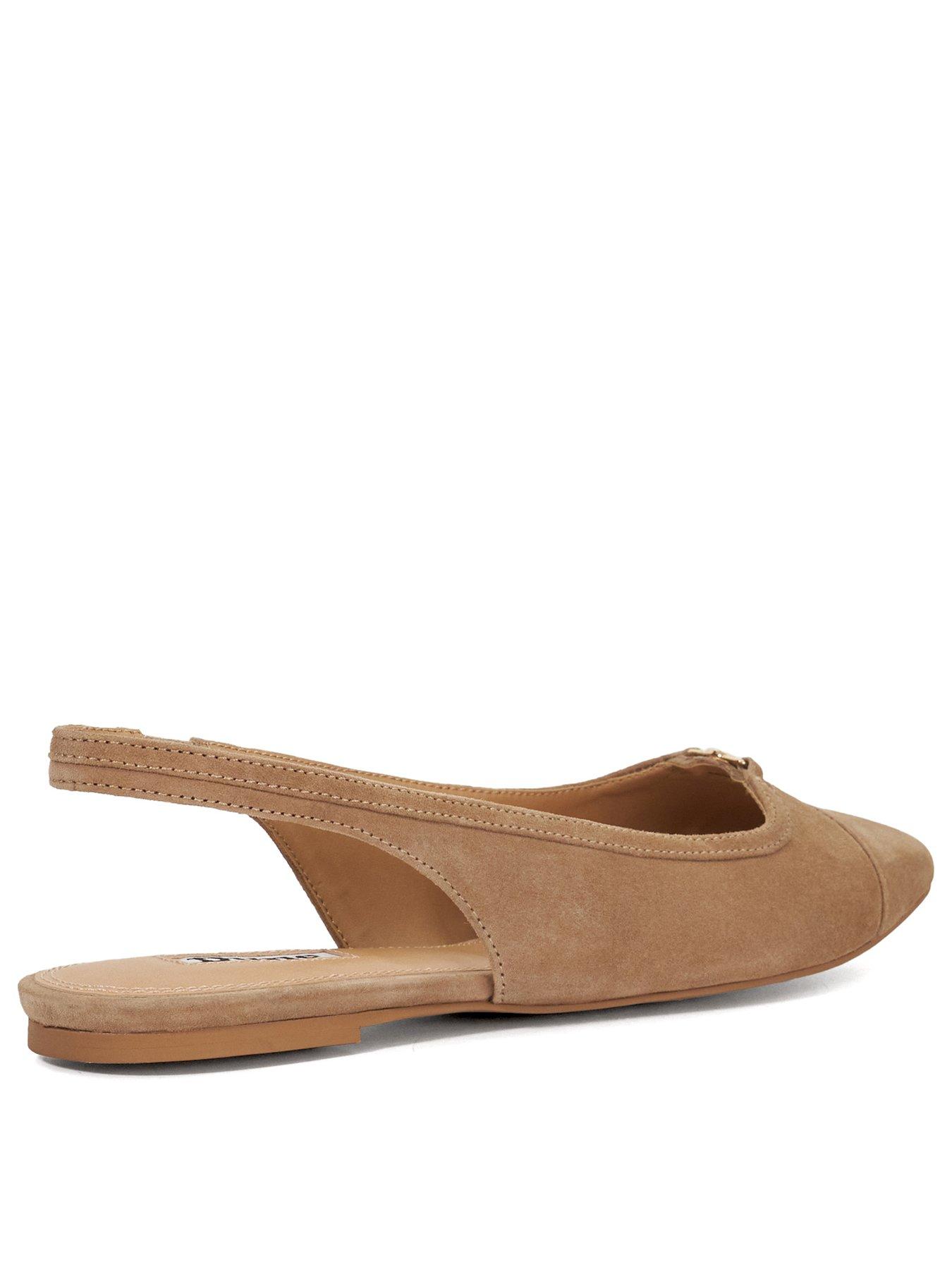 Image 3 of 6 of Dune London Hanna Suede Sling Back Logo Flats - Brown