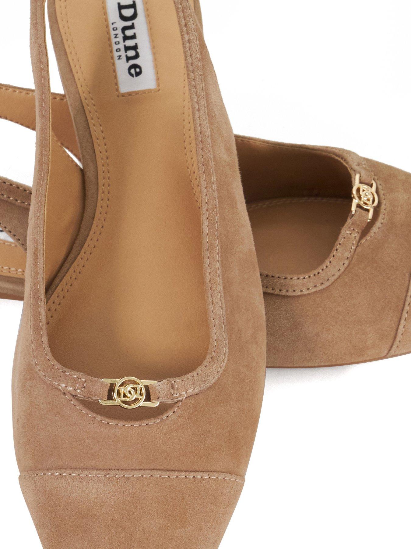 Image 5 of 6 of Dune London Hanna Suede Sling Back Logo Flats - Brown