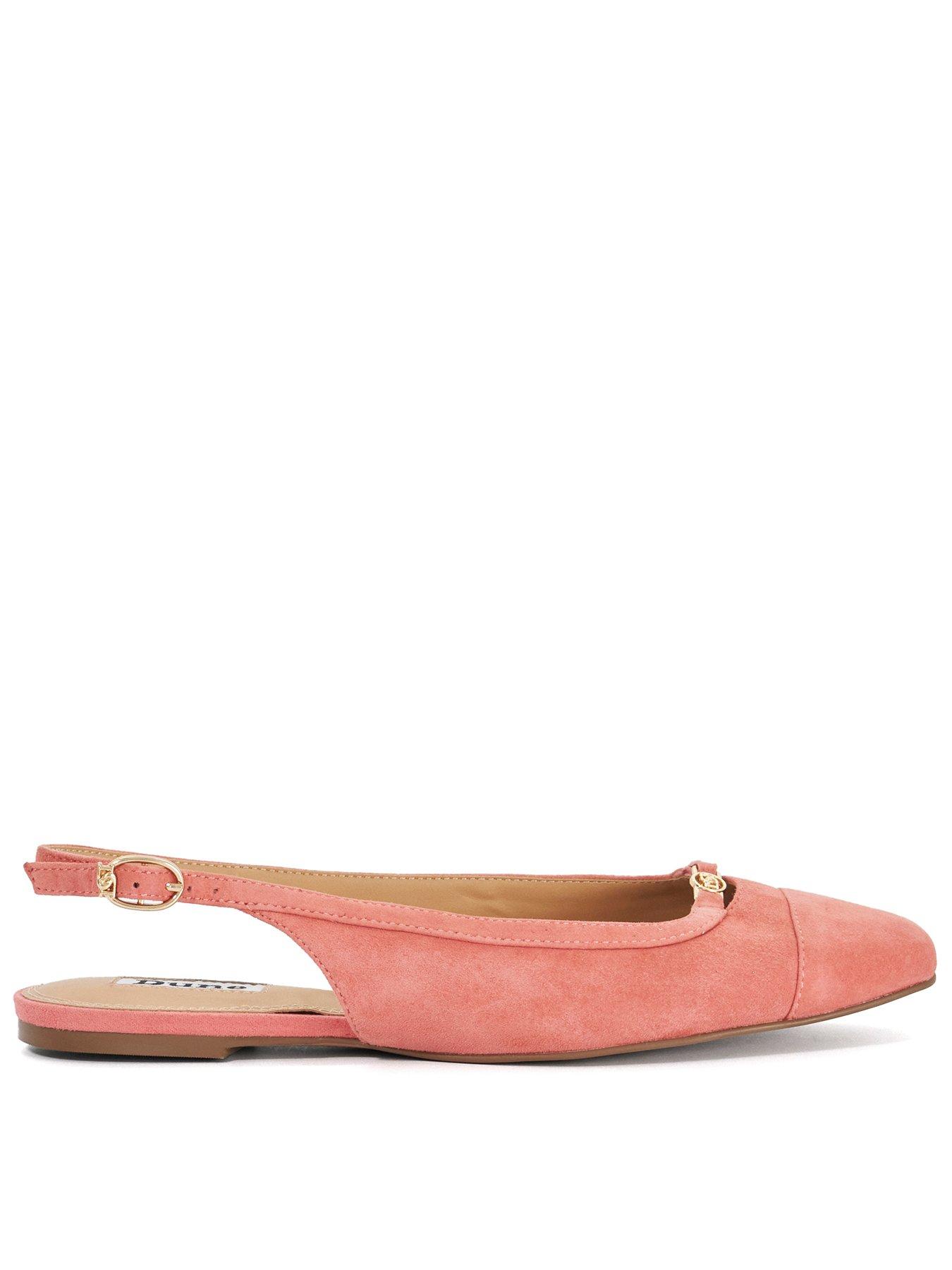 Dune London Hanna Suede Sling Back Logo Flats - Pink