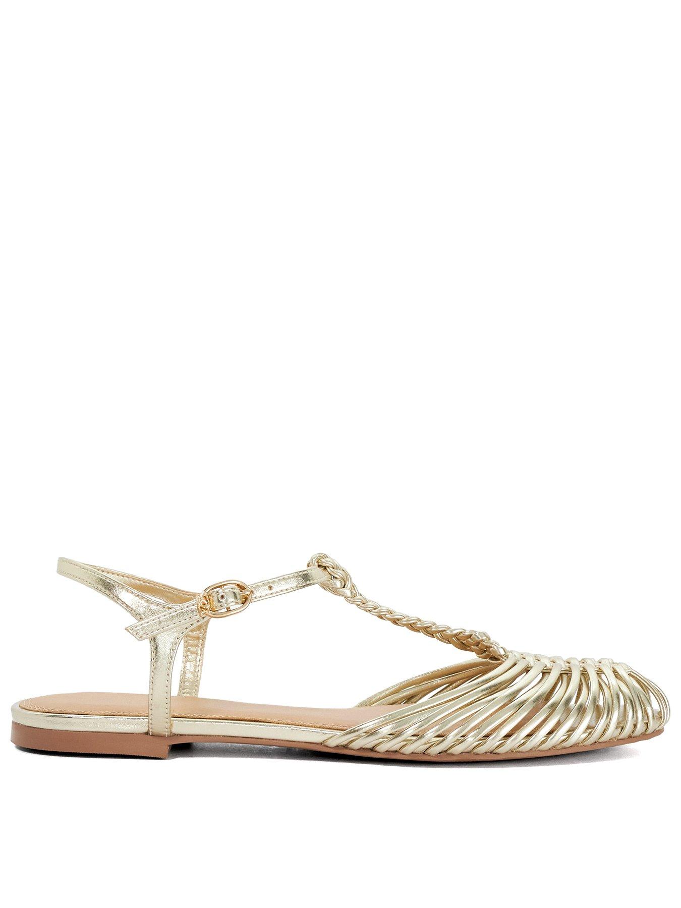 Image 1 of 6 of Dune London Harmoni Flower Corsage Ballerina - Gold