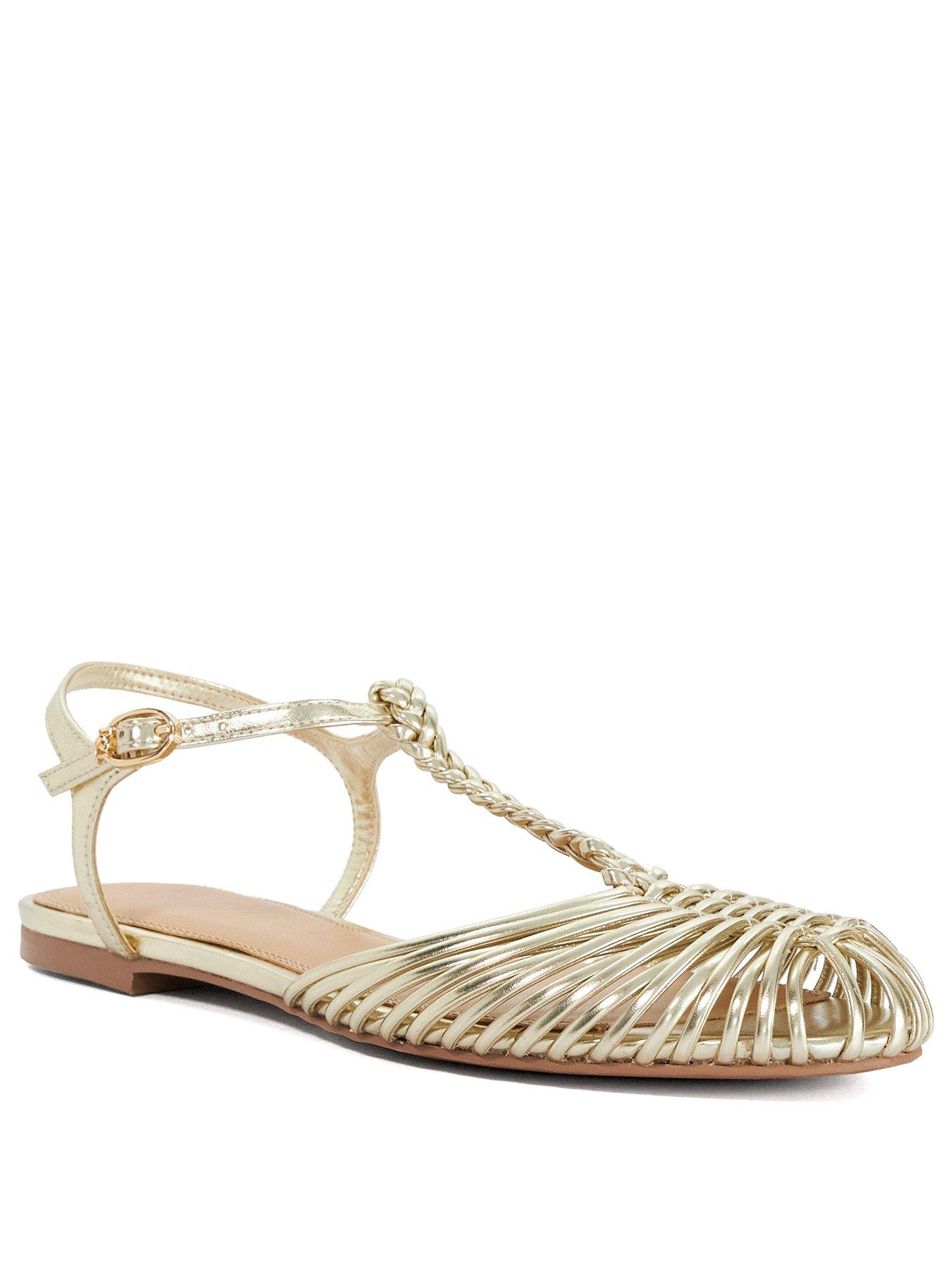 Image 2 of 6 of Dune London Harmoni Flower Corsage Ballerina - Gold