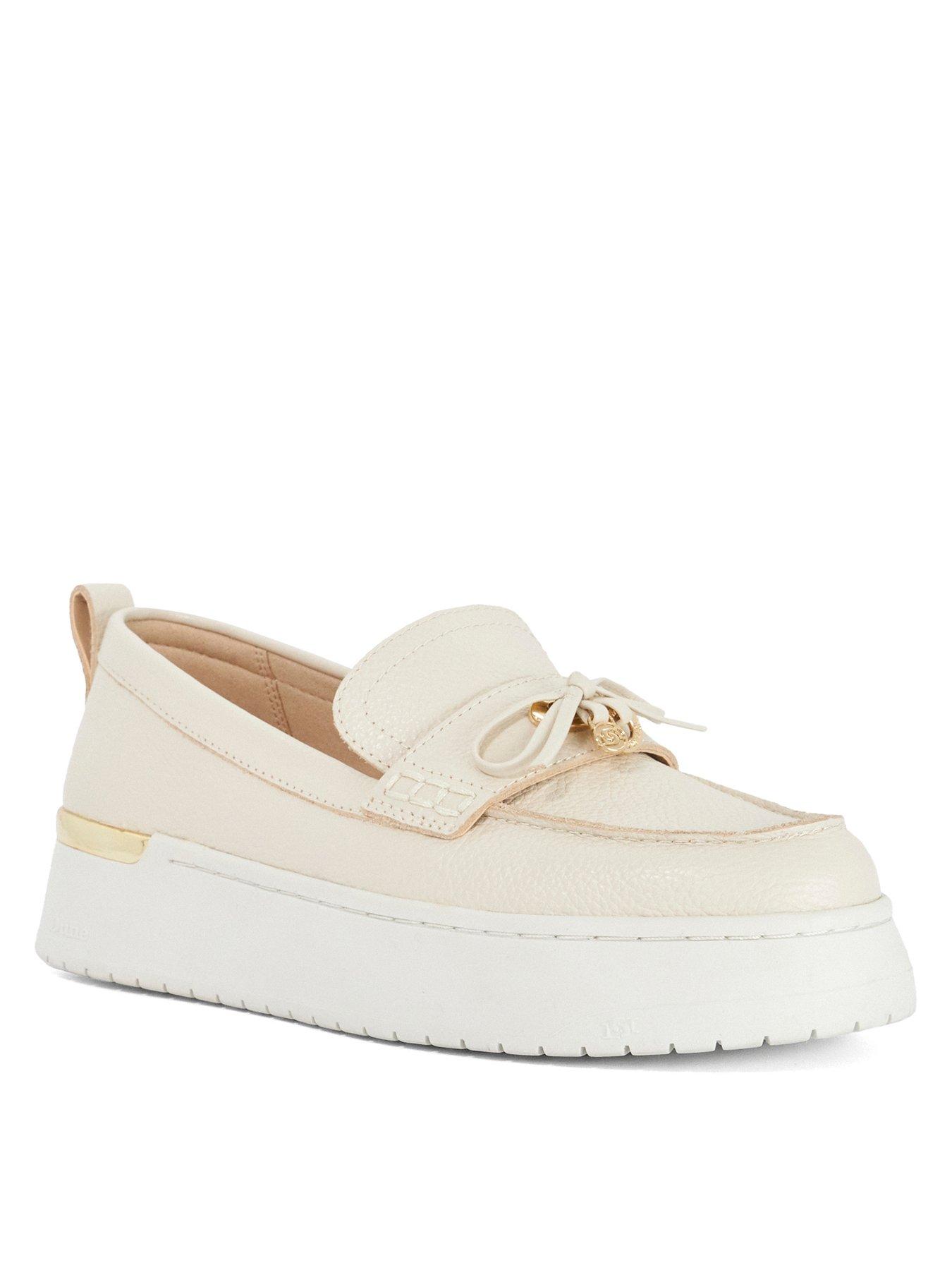 image of dune-london-glide-flatform-casual-loafer-white