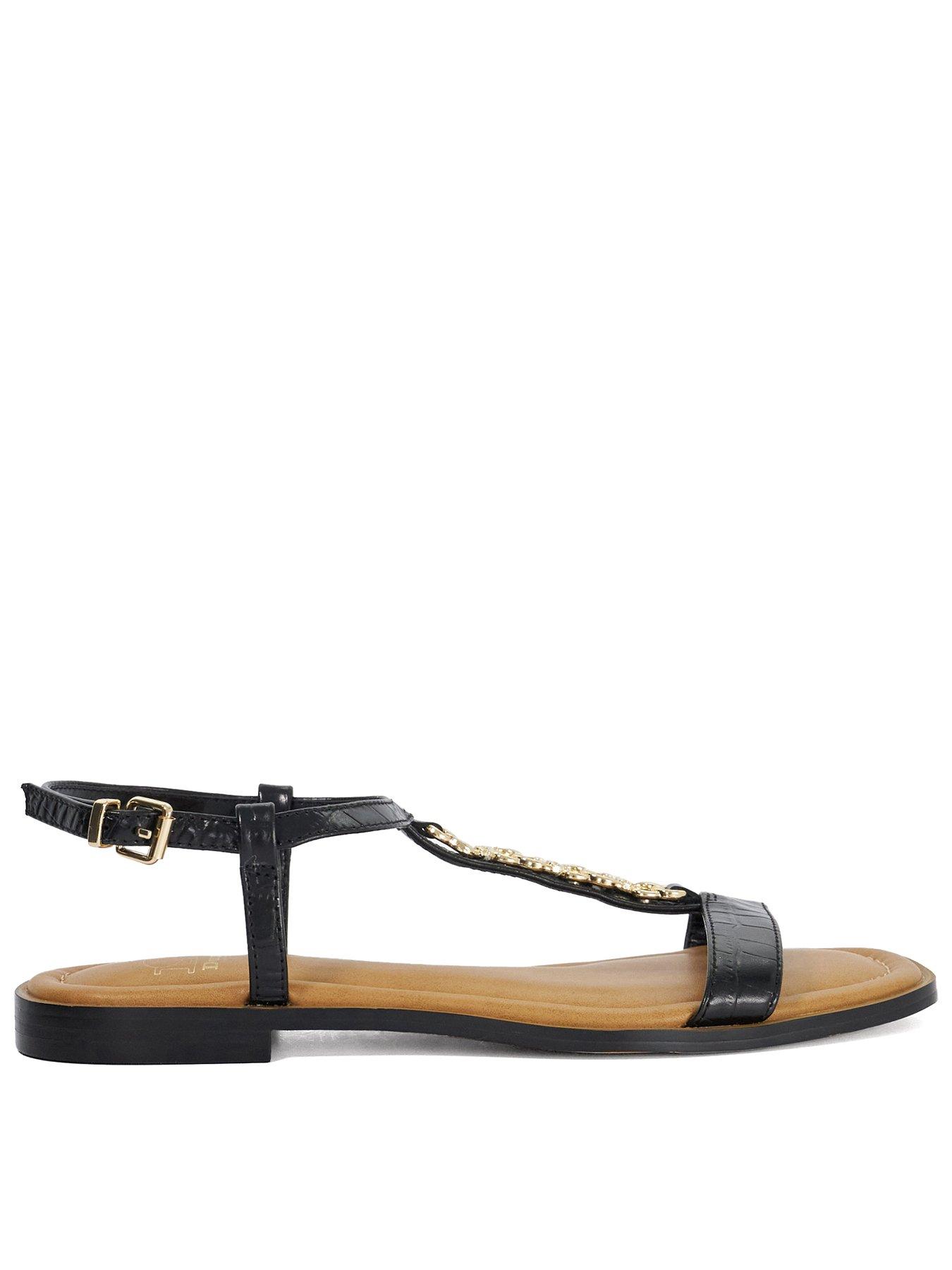 Dune London lollipops Leather Chain Detail Open Toe Sandals - Black