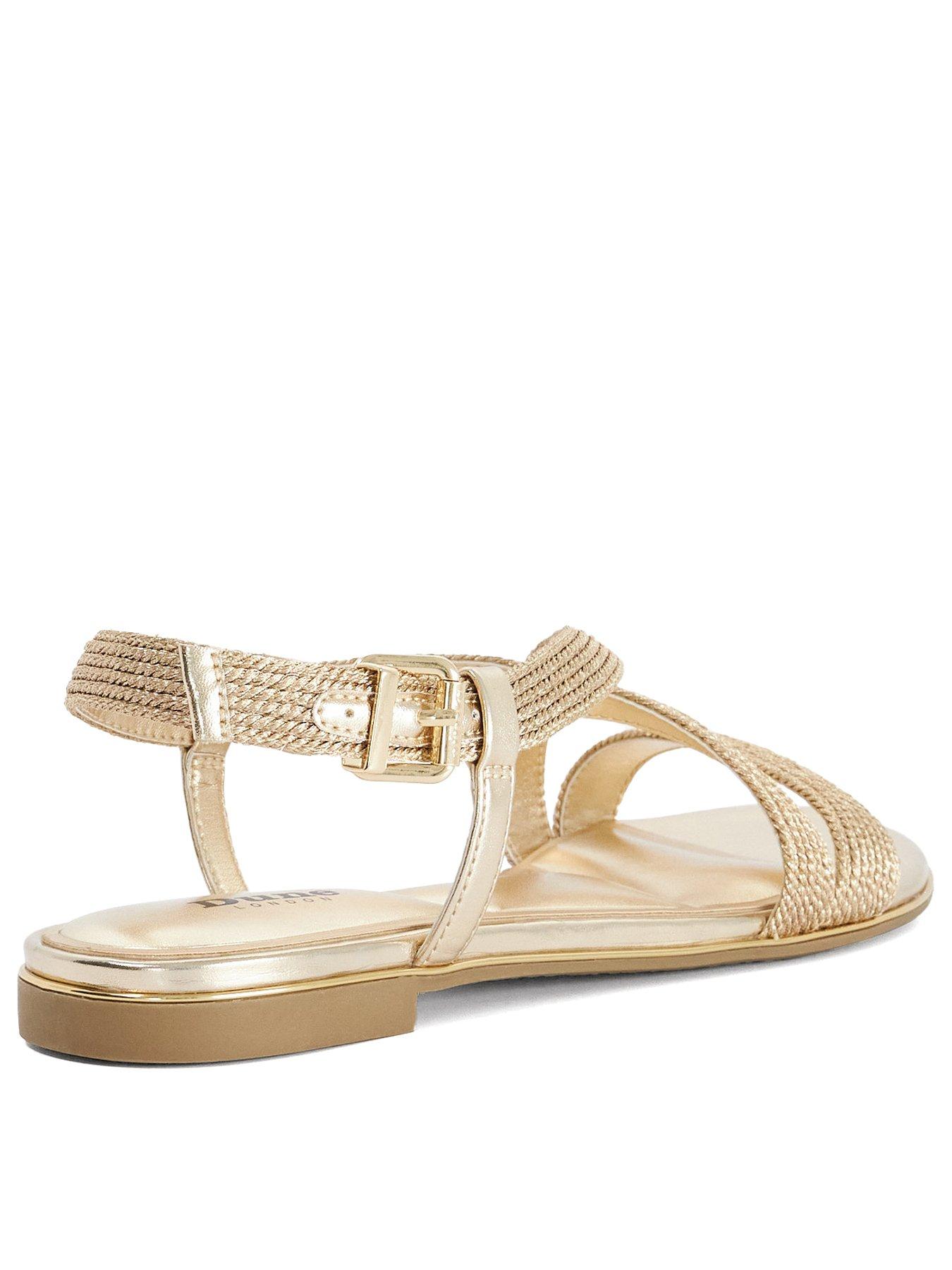 Image 3 of 6 of Dune London Lope Metallic Flat Sandals - Gold