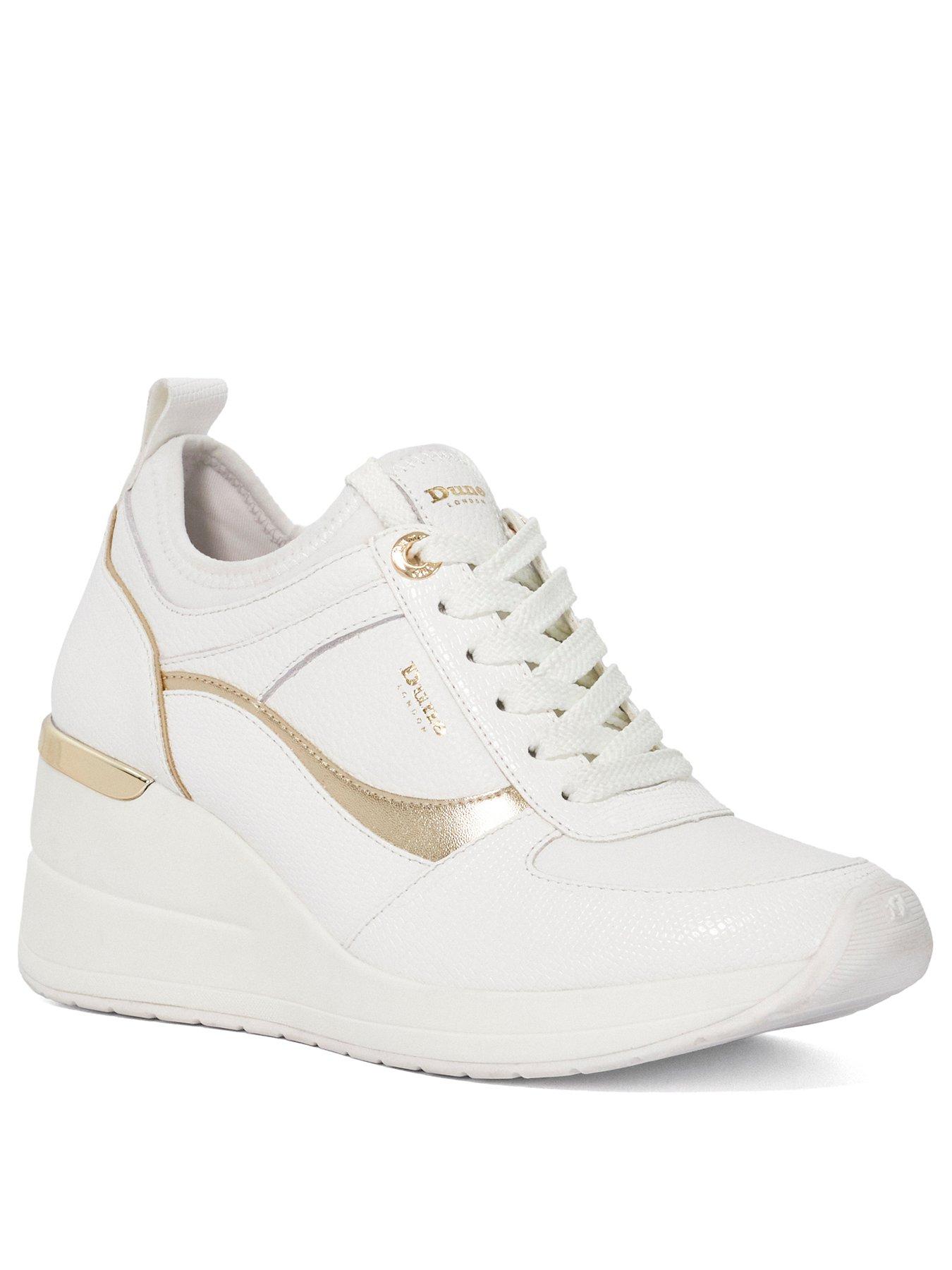  image of dune-london-elarah-trainer-wedge-white