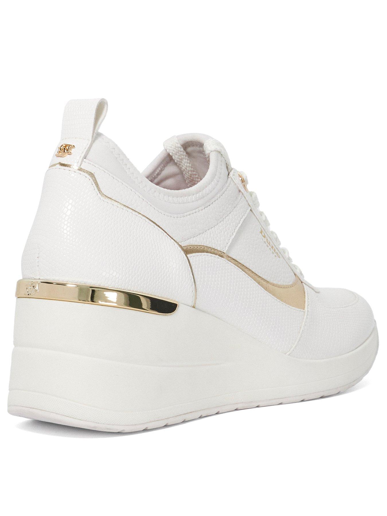  image of dune-london-elarah-trainer-wedge-white
