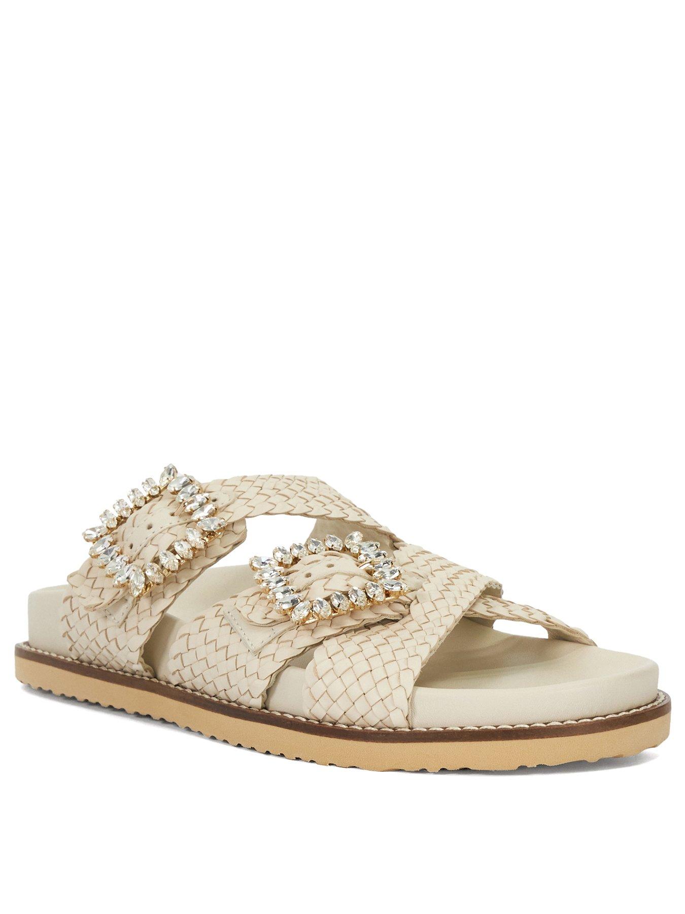  image of dune-london-lulos-buckle-strap-flat-sandal-white