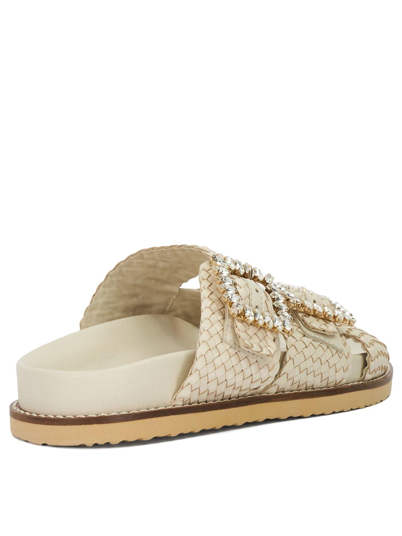  image of dune-london-lulos-buckle-strap-flat-sandal-white