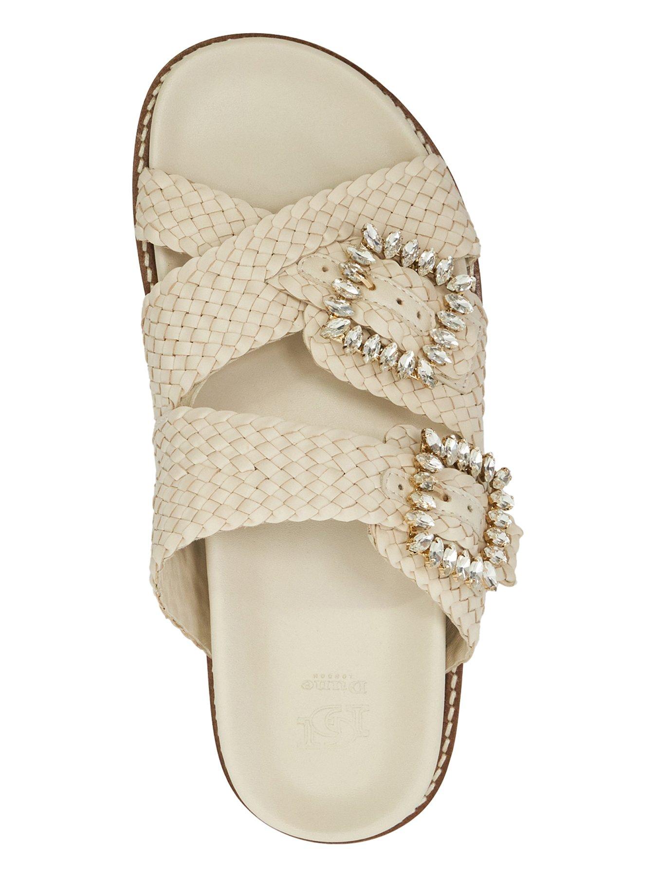  image of dune-london-lulos-buckle-strap-flat-sandal-white