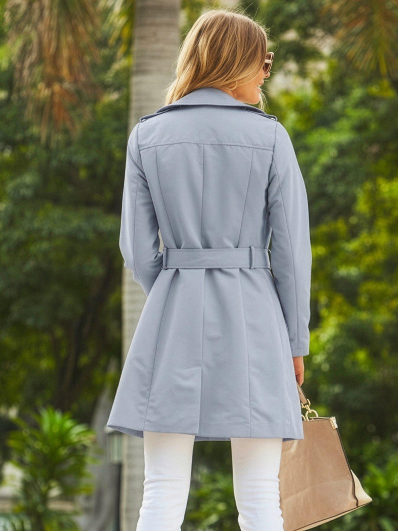 Image 2 of 4 of Sosandar Classic Trench With Storm Flaps - Pale Blue