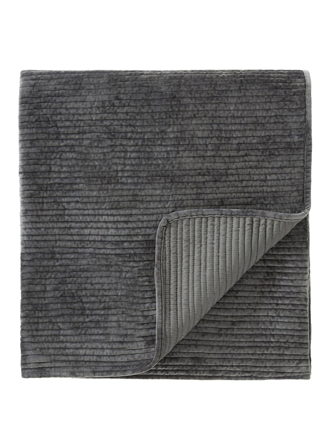 Image 2 of 5 of Michelle Keegan Home Velvet Stripe Bedspread 165X240cm - Charcoal