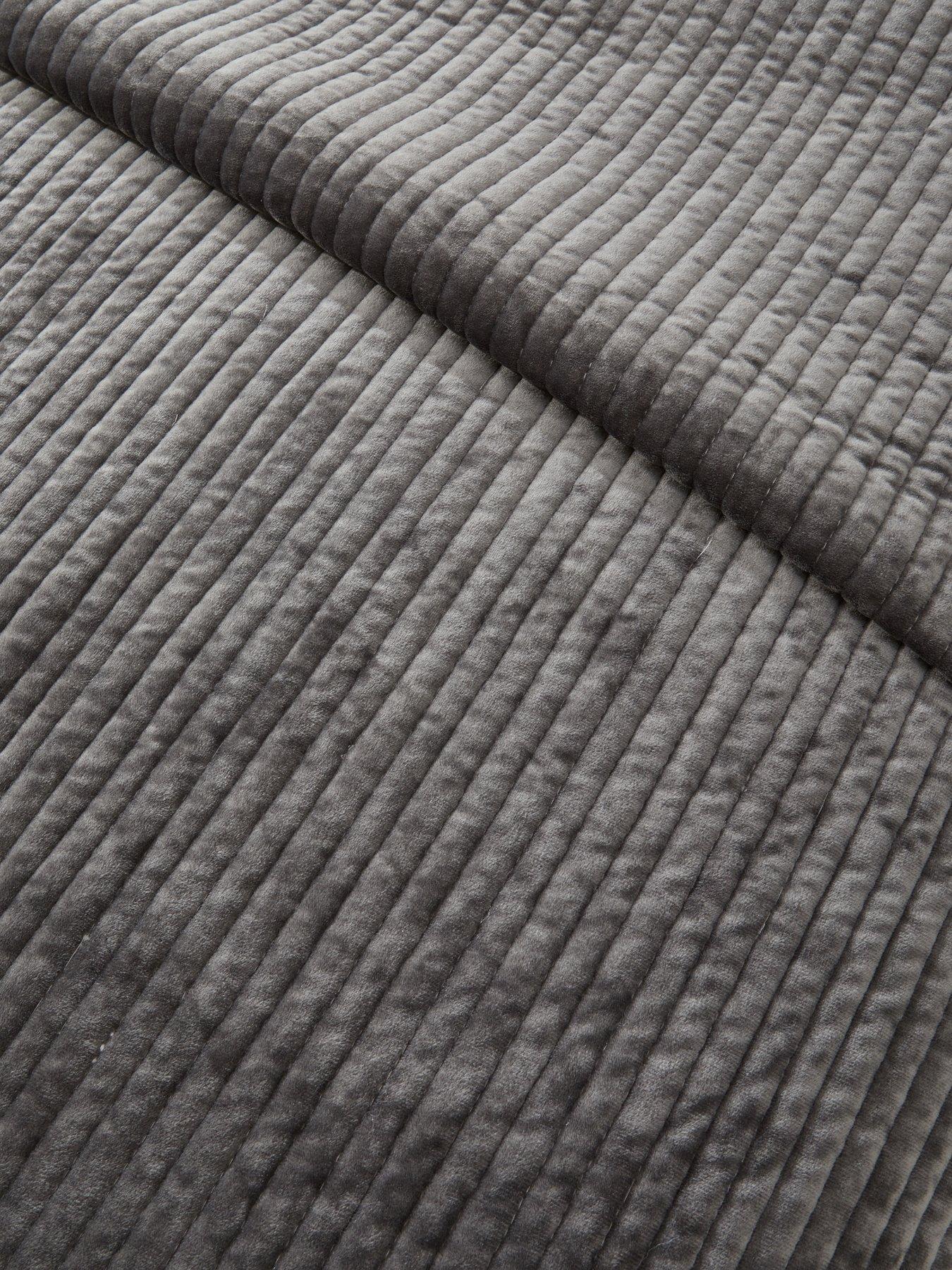 Image 3 of 5 of Michelle Keegan Home Velvet Stripe Bedspread 165X240cm - Charcoal