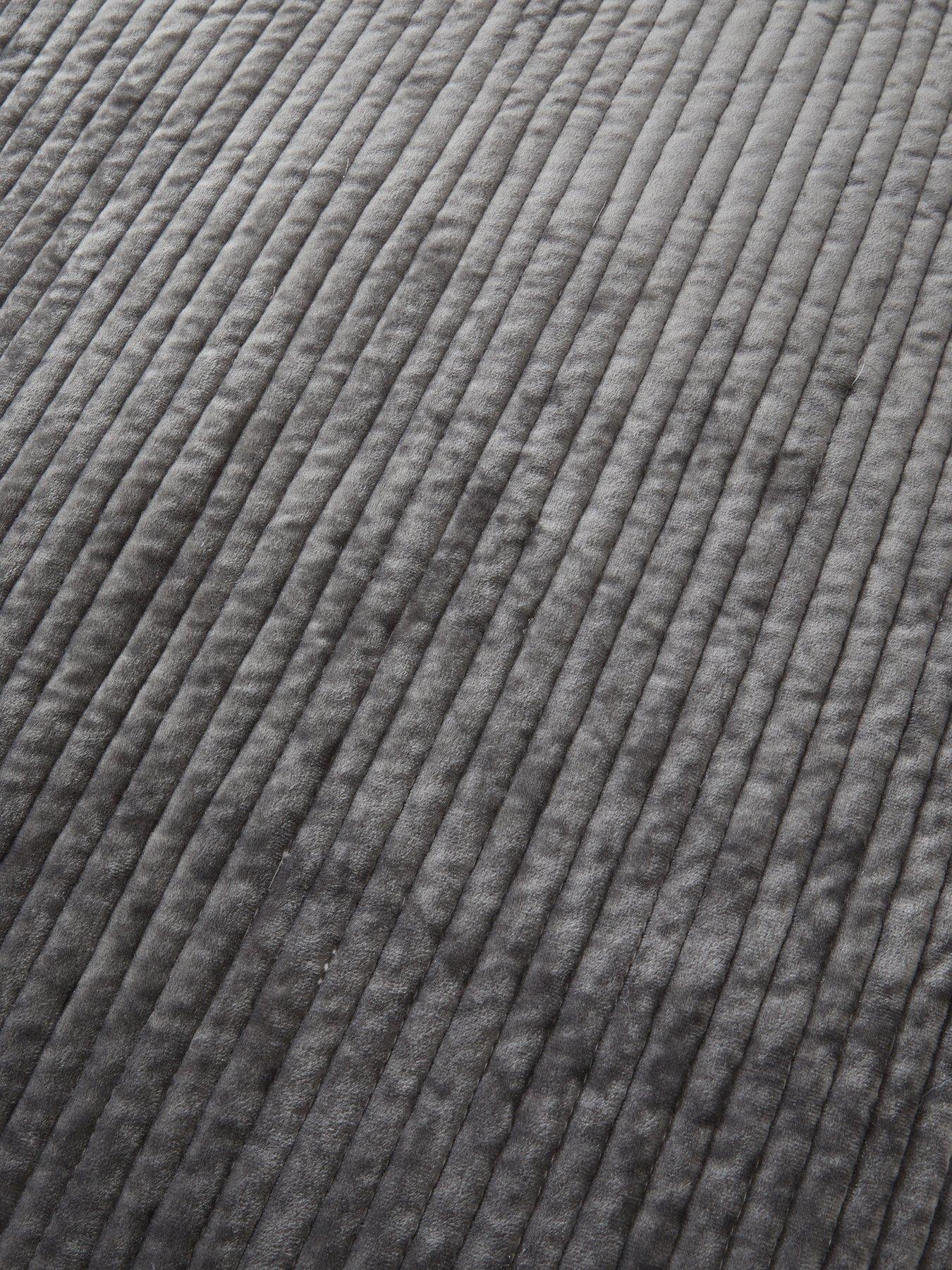 Image 5 of 5 of Michelle Keegan Home Velvet Stripe Bedspread 165X240cm - Charcoal