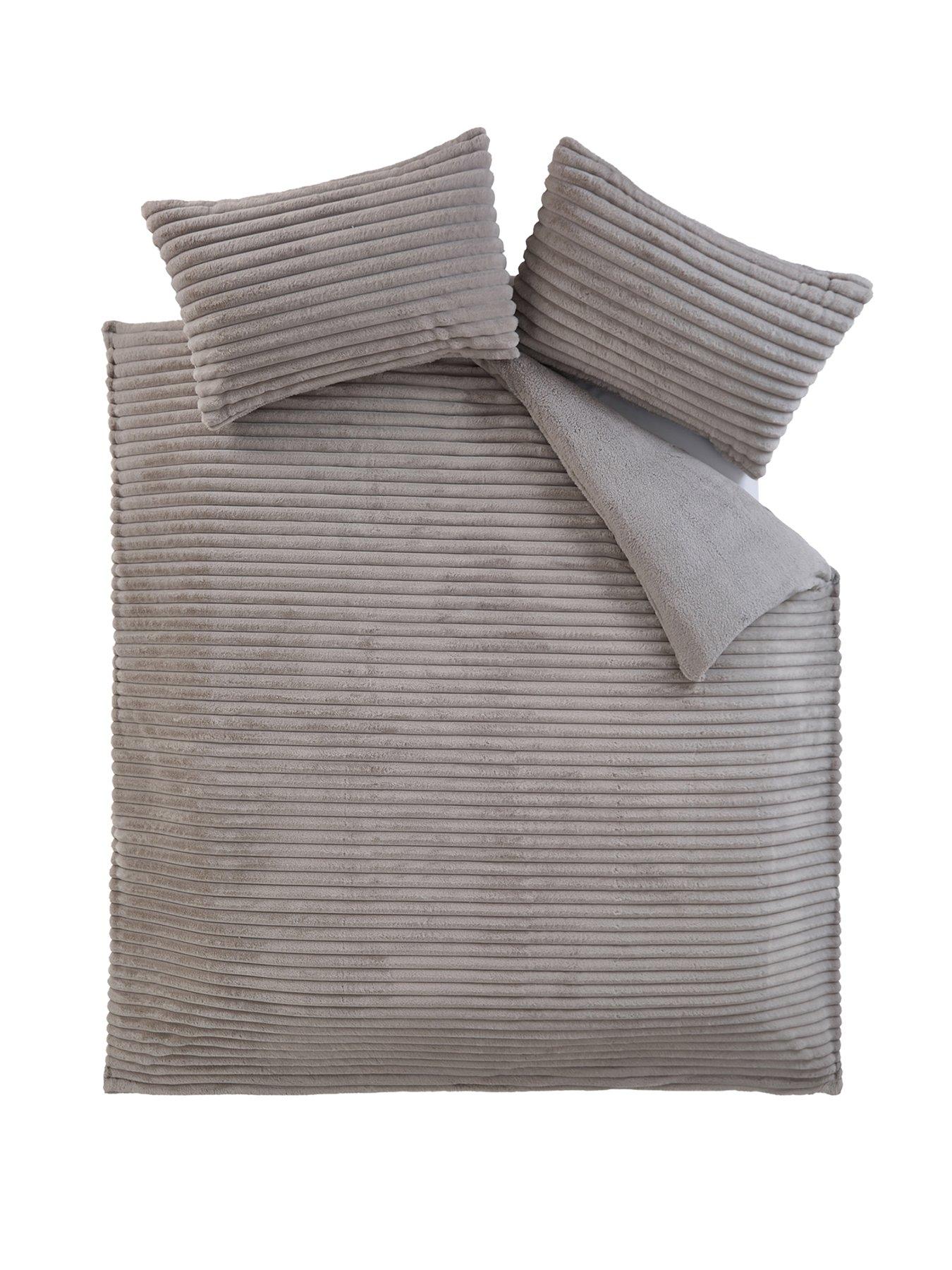 Image 2 of 6 of The Very Collection Ribbed Faux Fur Duvet Set - Grey