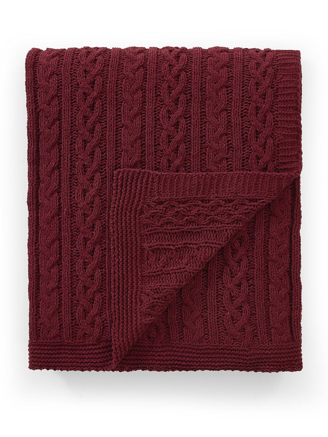 Image 2 of 5 of The Very Collection Chenille Cable Knit Blanket 150 x 240cm - Burgundy