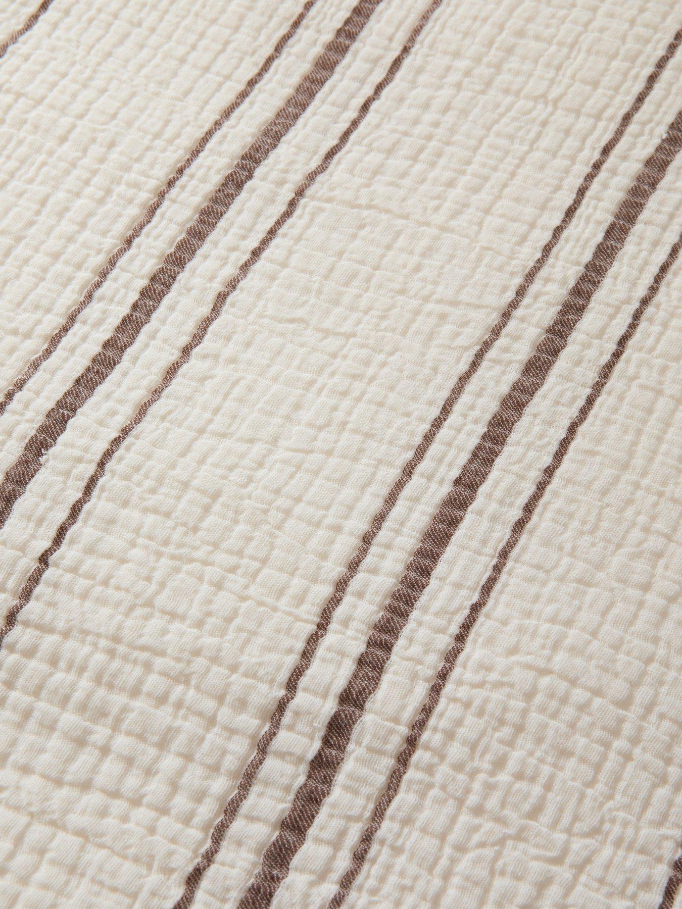 Image 5 of 6 of Michelle Keegan Home Cotton Jacquard Stripe Duvet Set - Cream/Brown