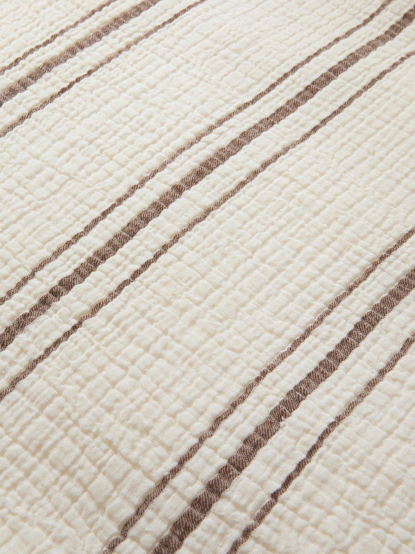 Image 6 of 6 of Michelle Keegan Home Cotton Jacquard Stripe Duvet Set - Cream/Brown