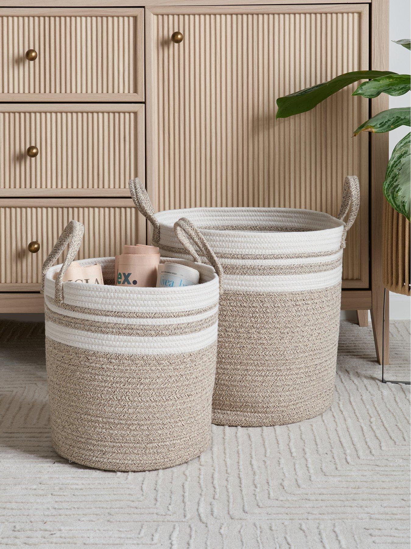 Image 1 of 8 of The Very Collection Set Of 2 Two Tone Cotton Rope Storages With Handle