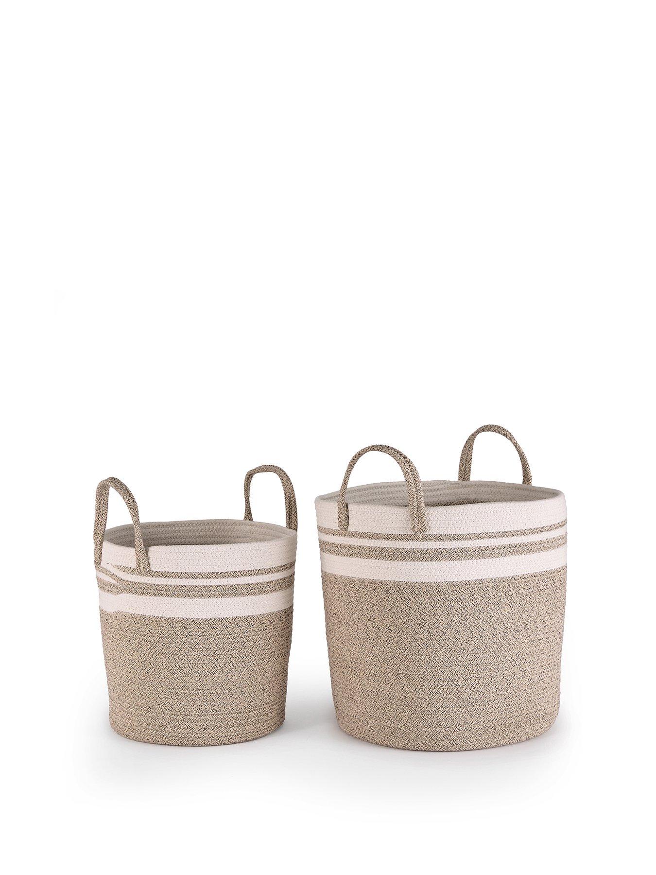 Image 2 of 8 of The Very Collection Set Of 2 Two Tone Cotton Rope Storages With Handle