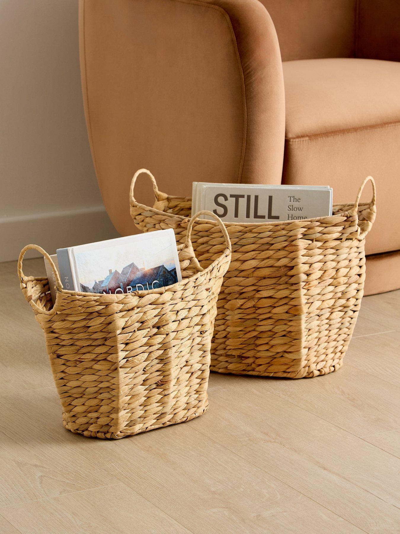 The Very Collection Set Of 2 Water Hyacinth Storage With Handle