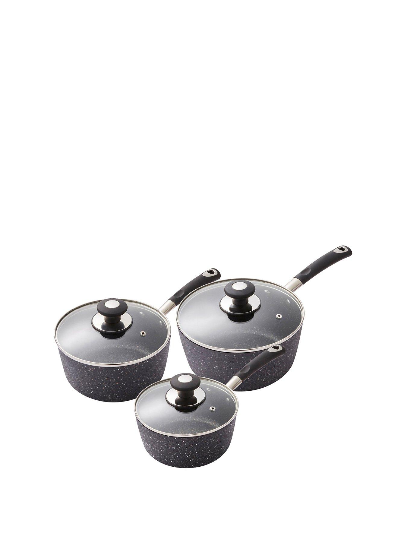 Image 2 of 7 of Tower Precision 3 Piece Non-stick Pan Set, Soft Grip Handles, Black