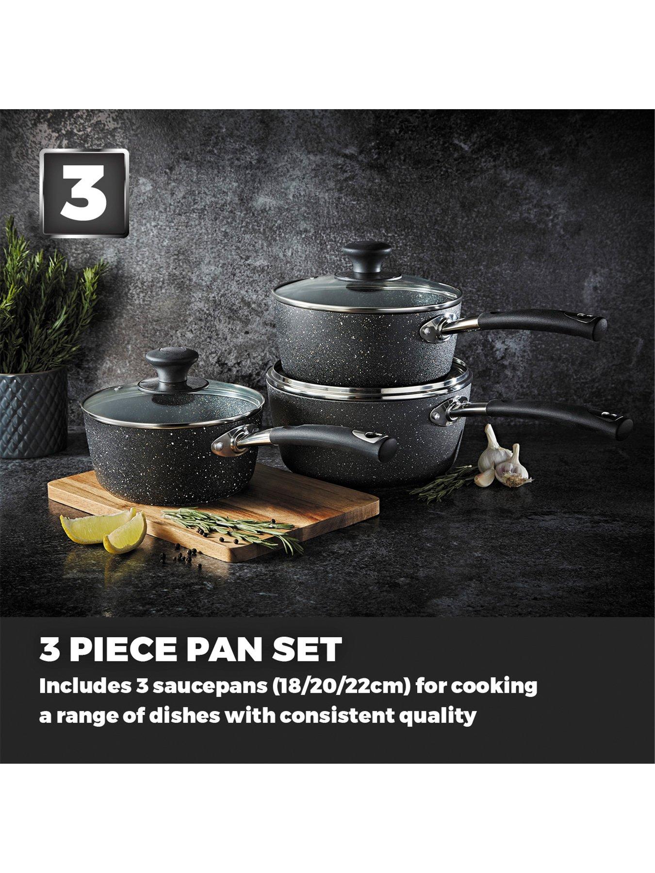 Image 3 of 7 of Tower Precision 3 Piece Non-stick Pan Set, Soft Grip Handles, Black