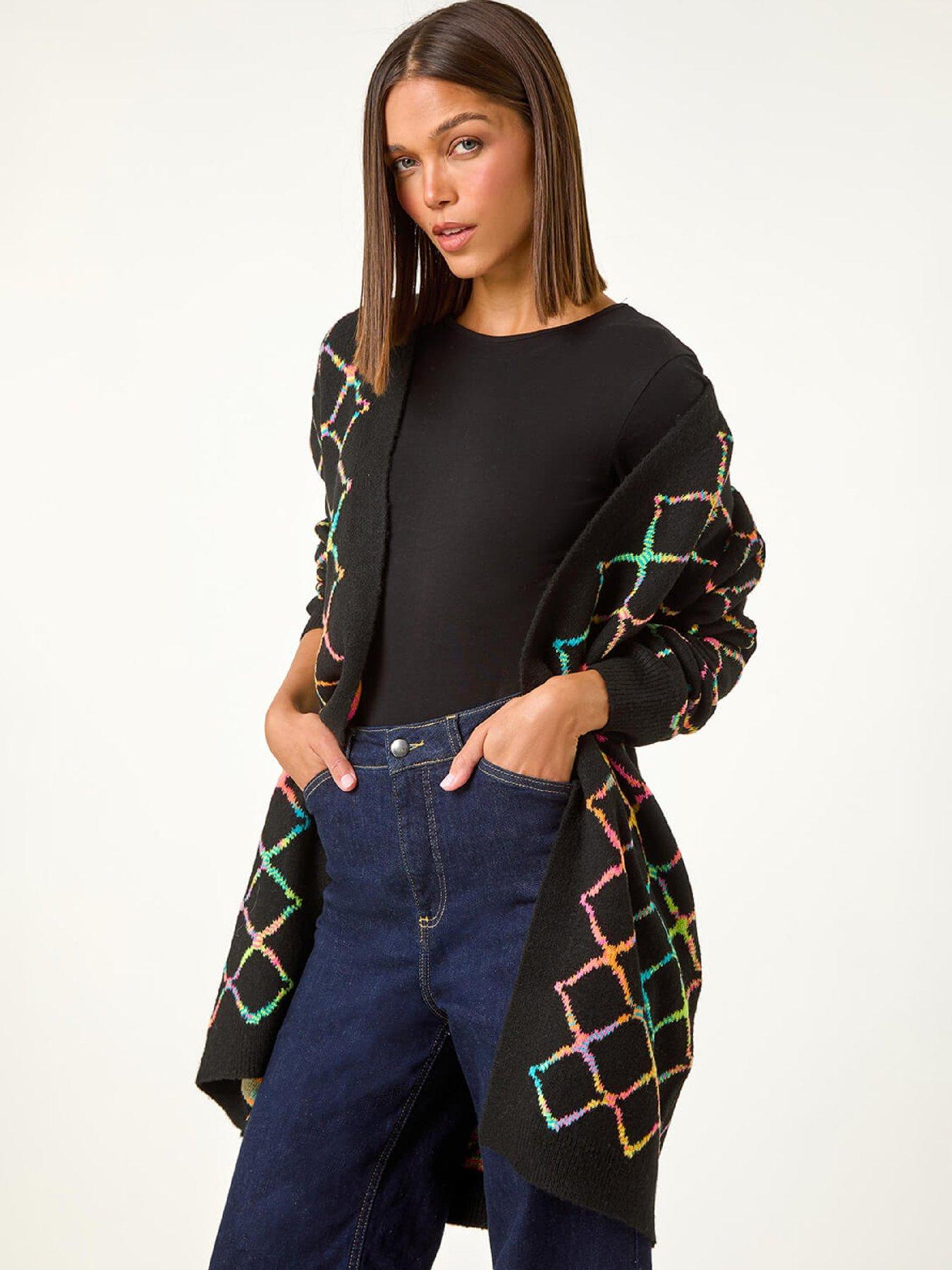 Image 4 of 5 of Roman Longline Geometric Print Knit Cardigan