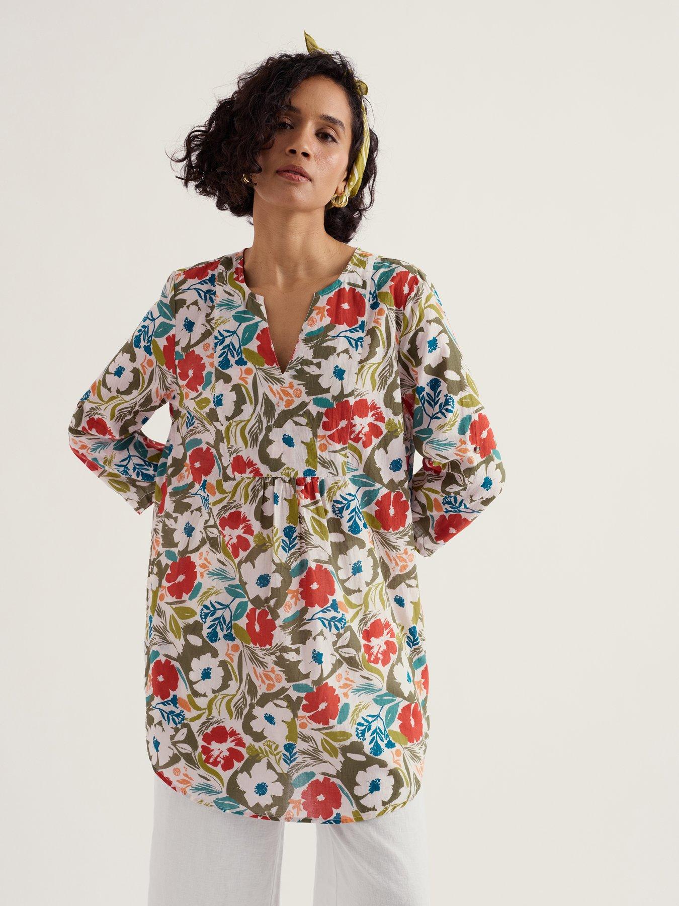 Seasalt Cornwall Op Art Tunic Summer Shadows Chalk - Multi
