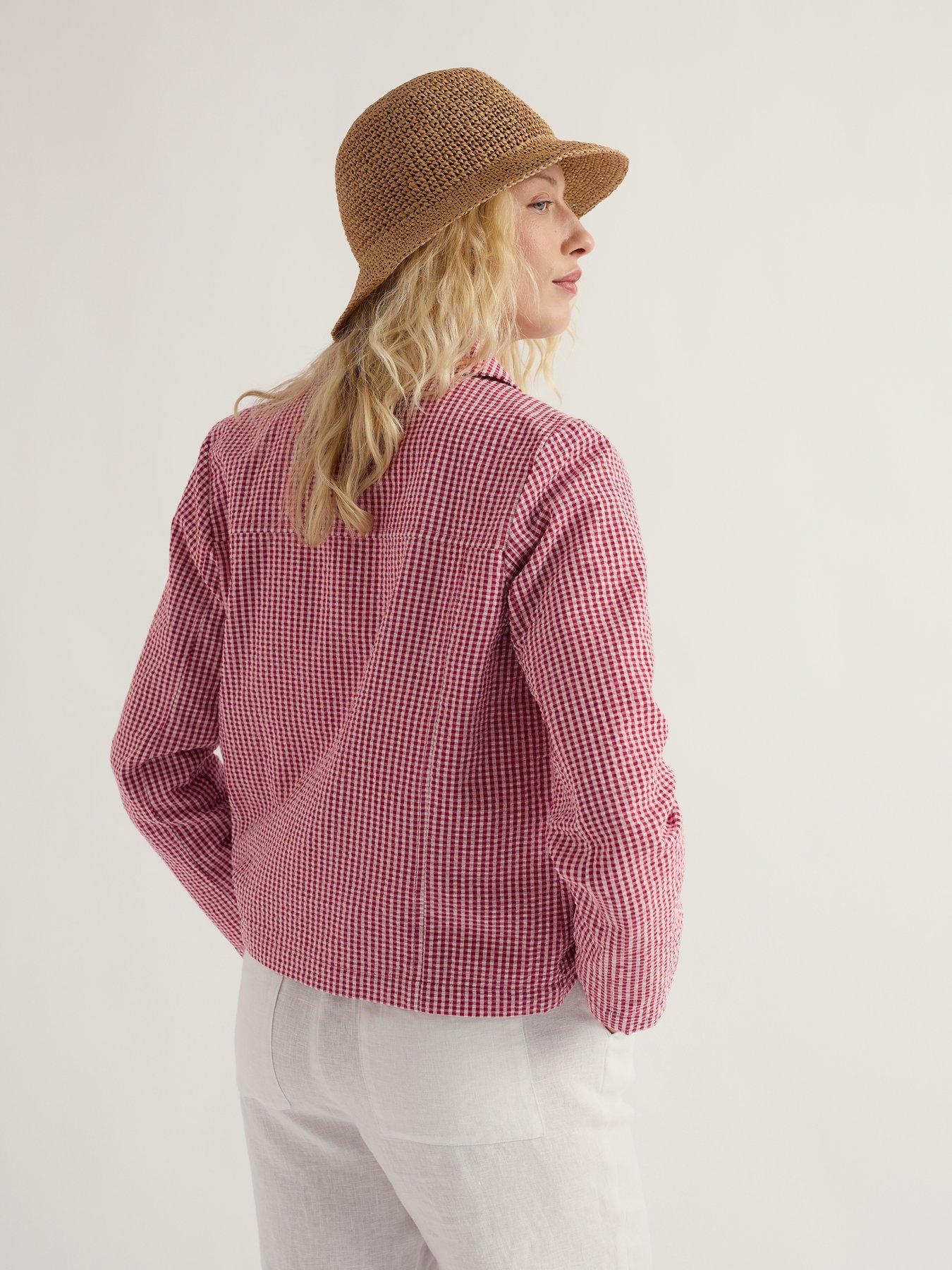 Image 2 of 5 of Seasalt Cornwall Carnon Downs Jacket Gingham Scarlet - Pink