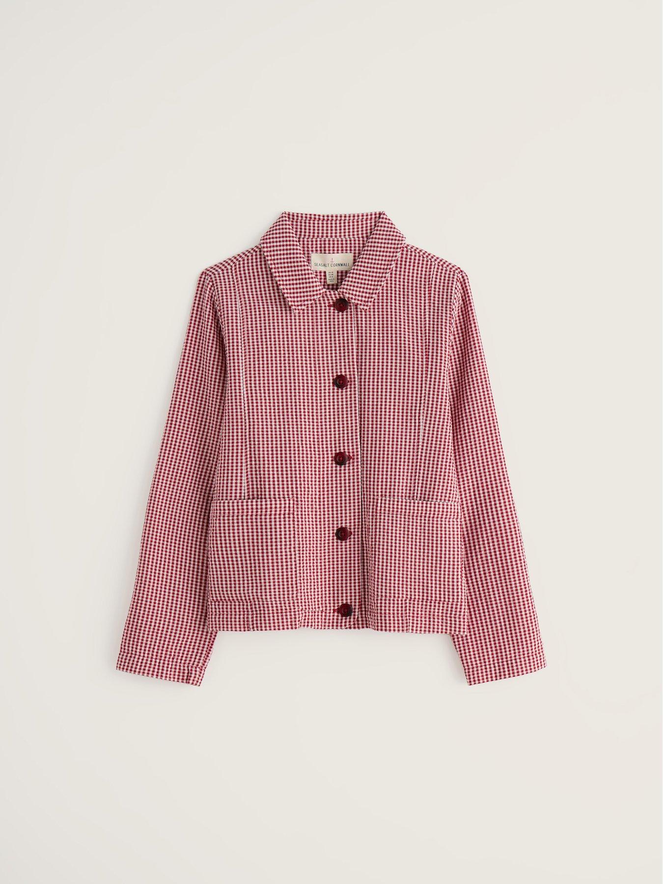 Image 4 of 5 of Seasalt Cornwall Carnon Downs Jacket Gingham Scarlet - Pink