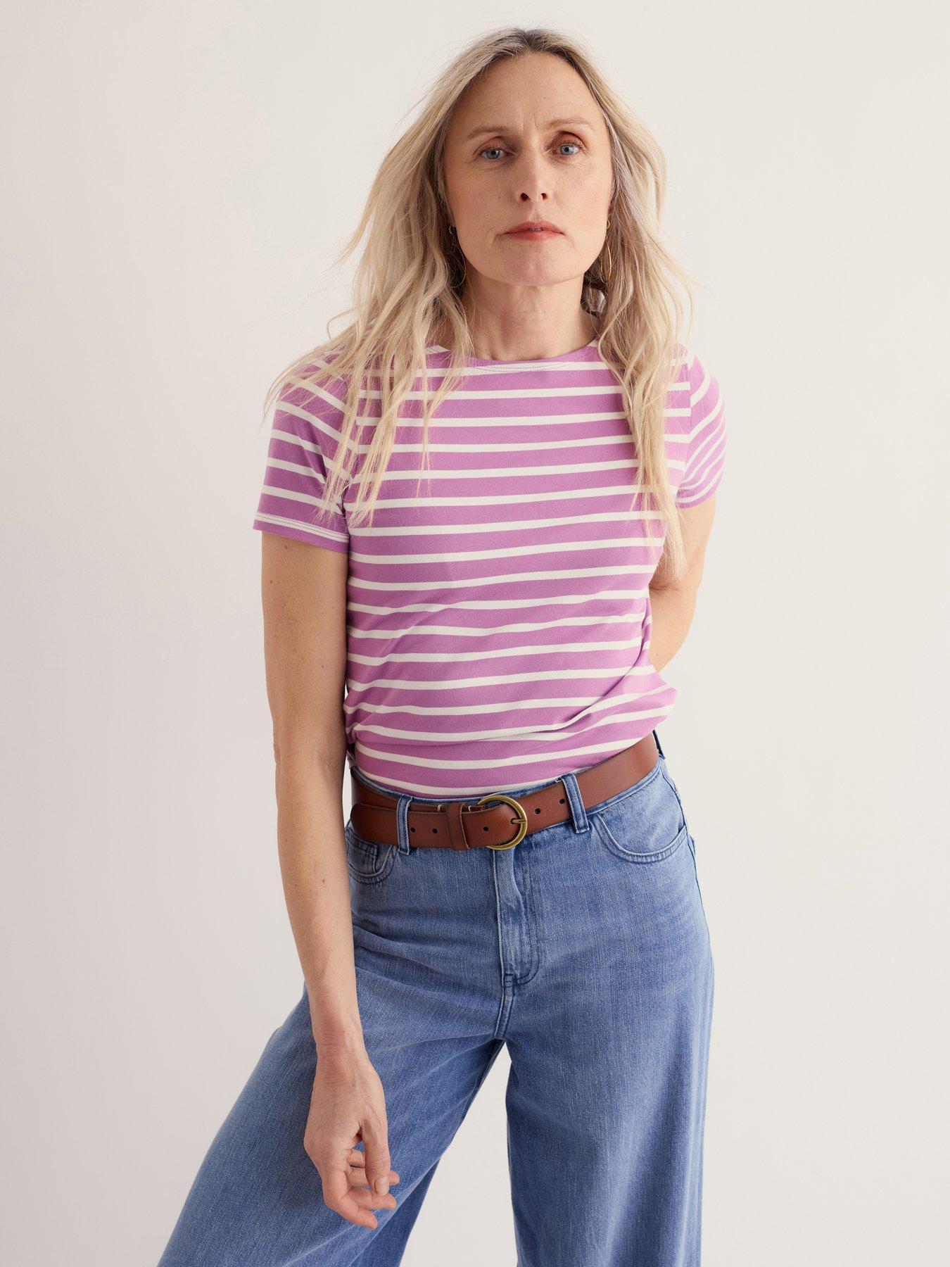 Seasalt Cornwall Short Sleeve Breton T-Shirt  - Pink