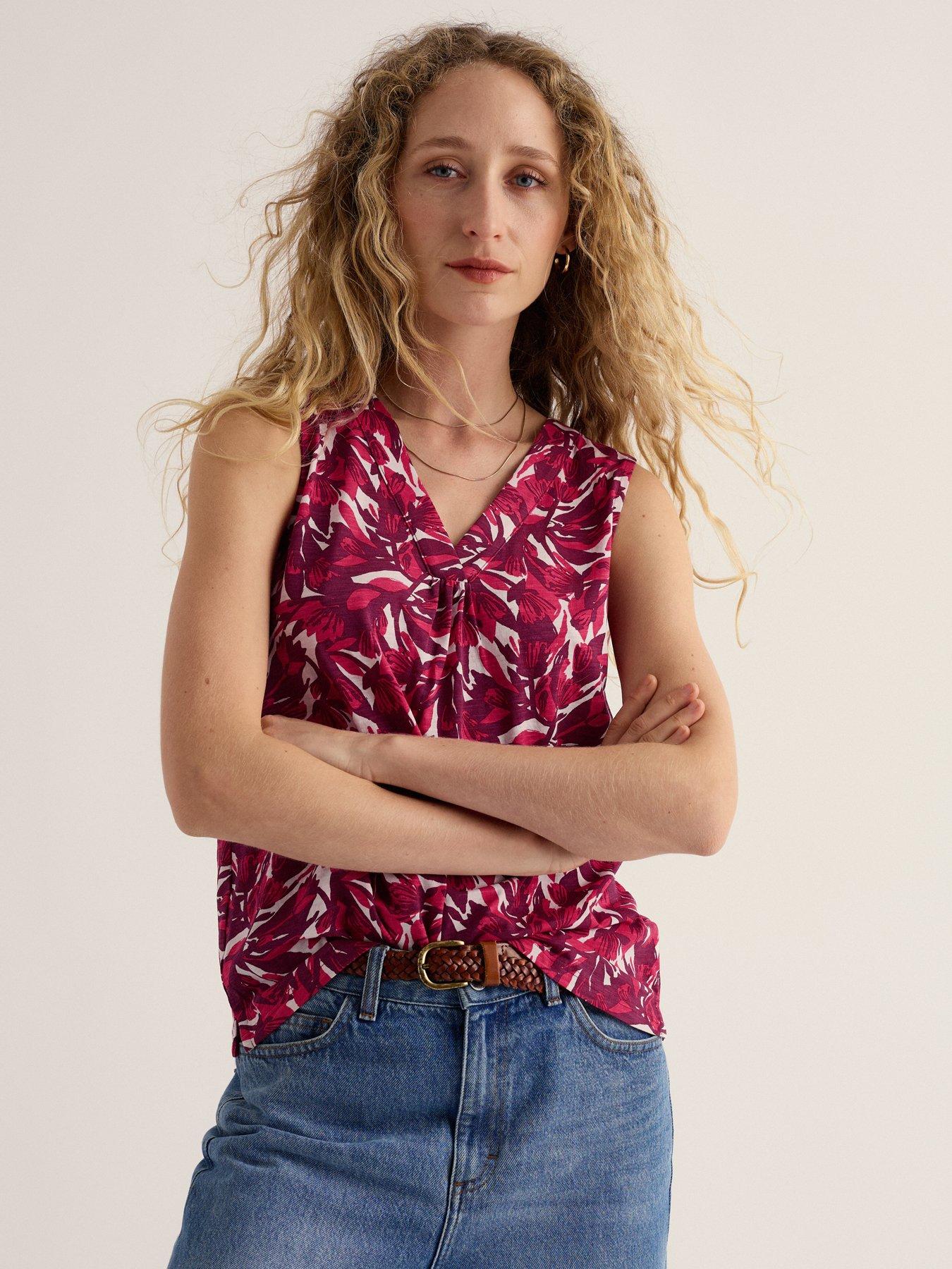 Seasalt Cornwall Achilla Vest Abstract Protea Bright Radish - Multi