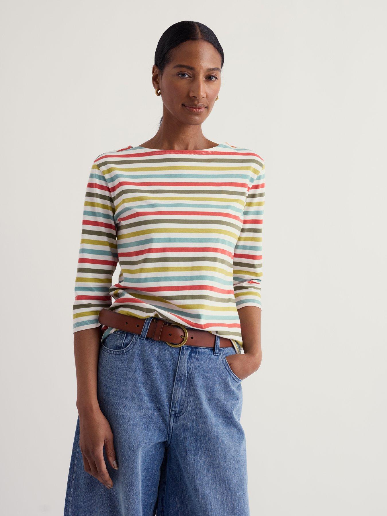 Seasalt Cornwall Sailor Top Quad Breton Avocado - Multi