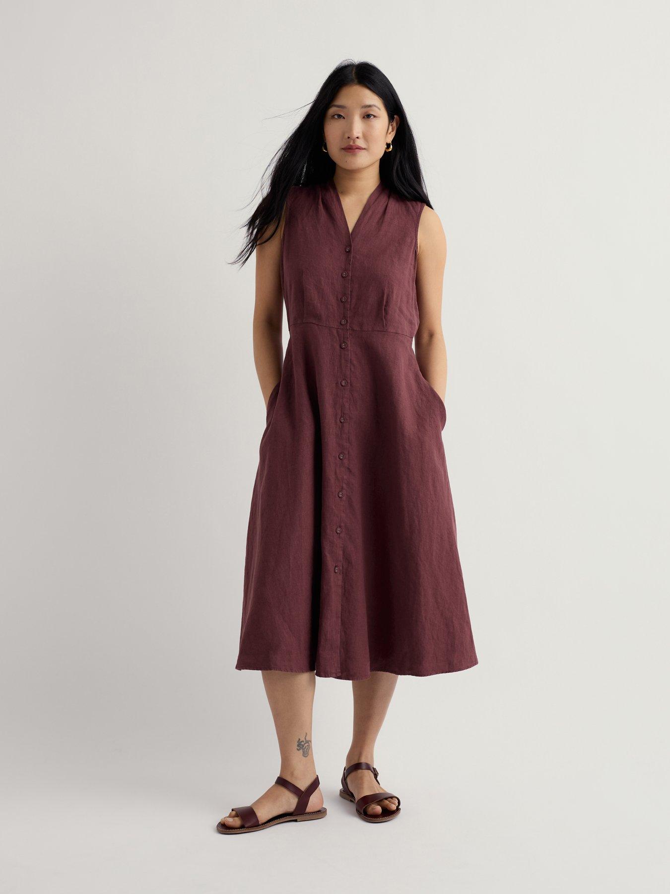 Seasalt Cornwall Sleeveless Carved Wood Dress - Cacao