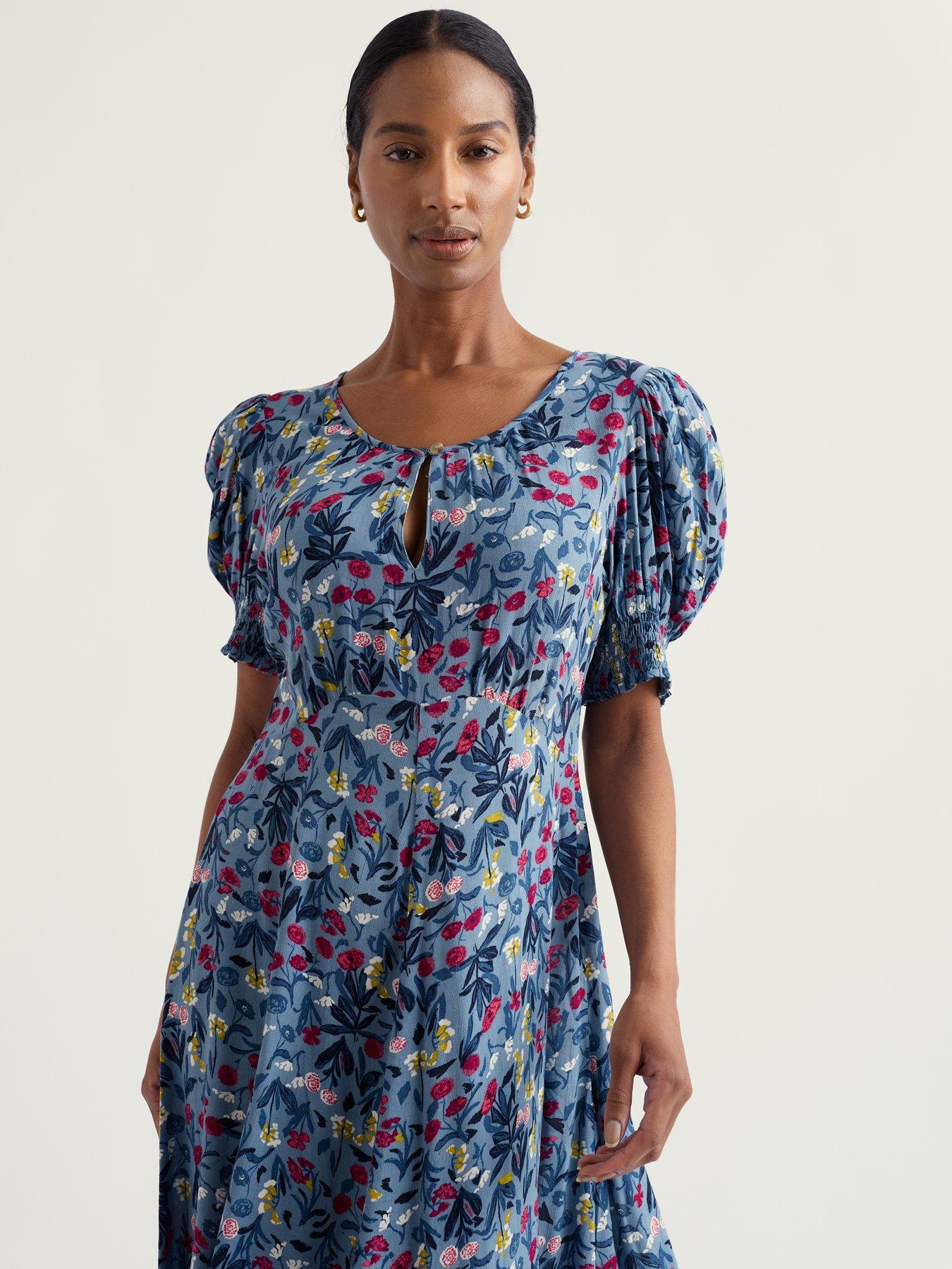 Seasalt Cornwall Marsh Violet Dress Spring Stems Seascape Mix - Multi