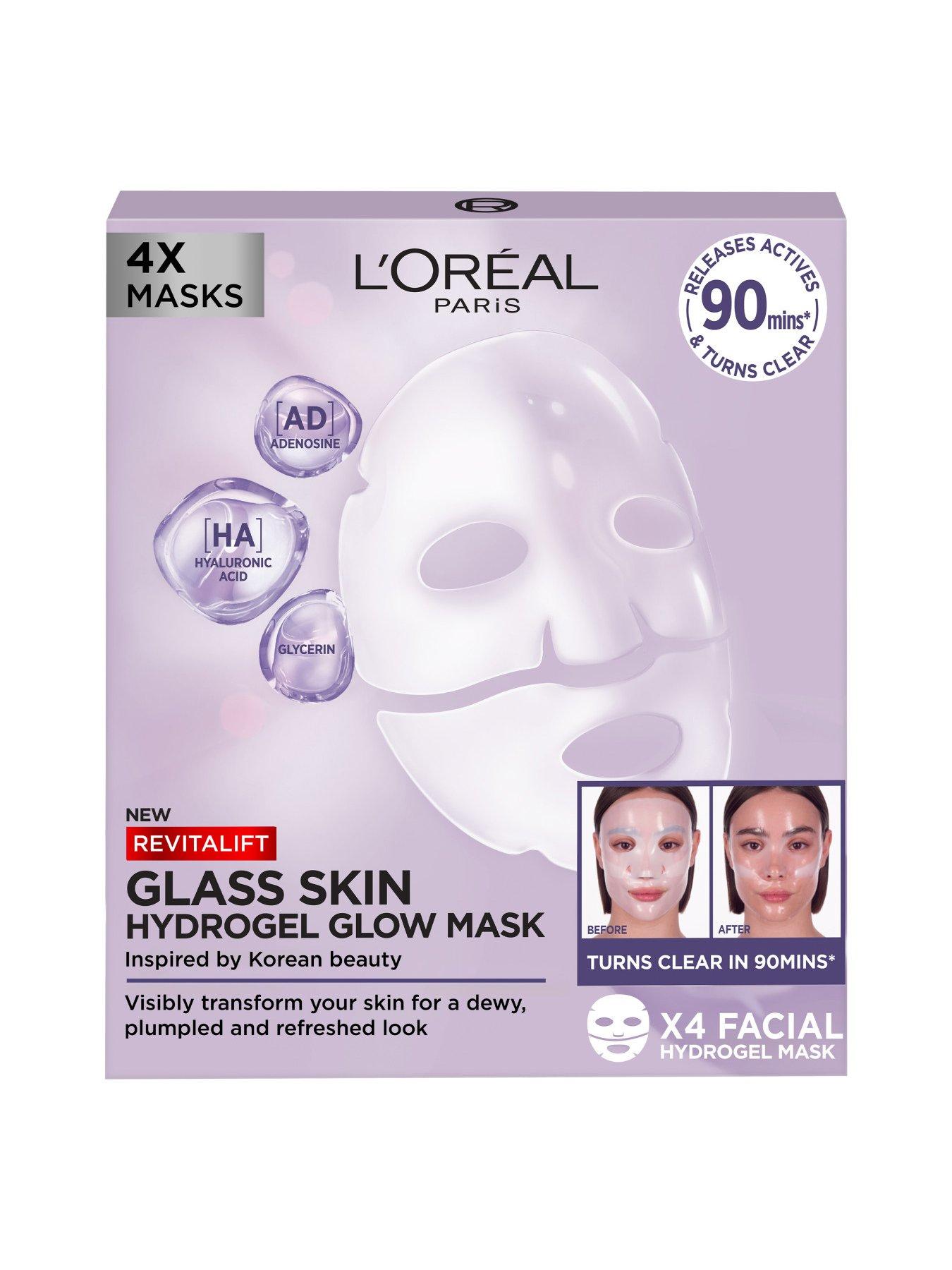 Image 2 of 8 of L'Oreal Paris Revitalift Filler Glass Skin Hydrogel Glow Mask 4 Pack