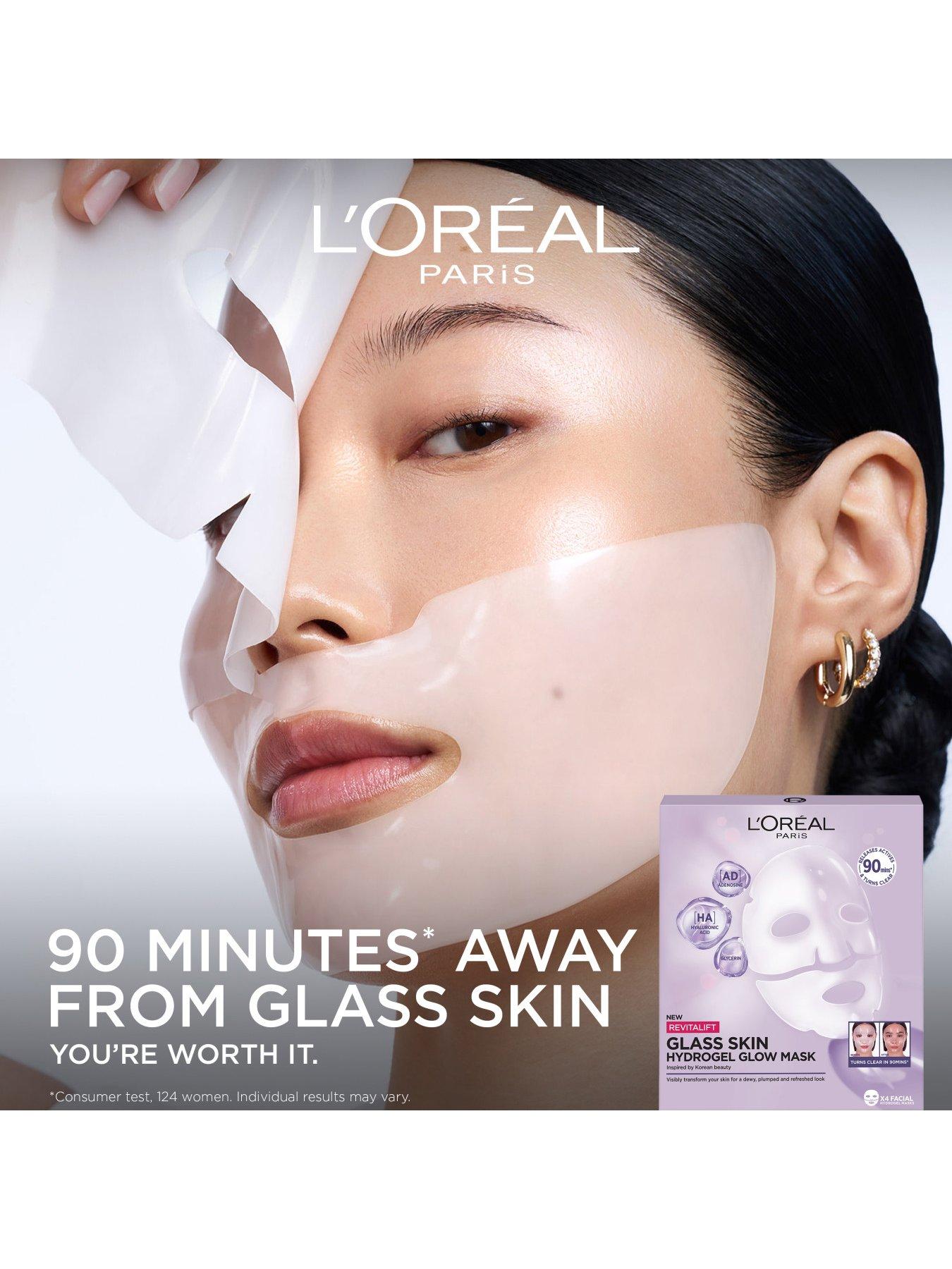 Image 3 of 8 of L'Oreal Paris Revitalift Filler Glass Skin Hydrogel Glow Mask 4 Pack