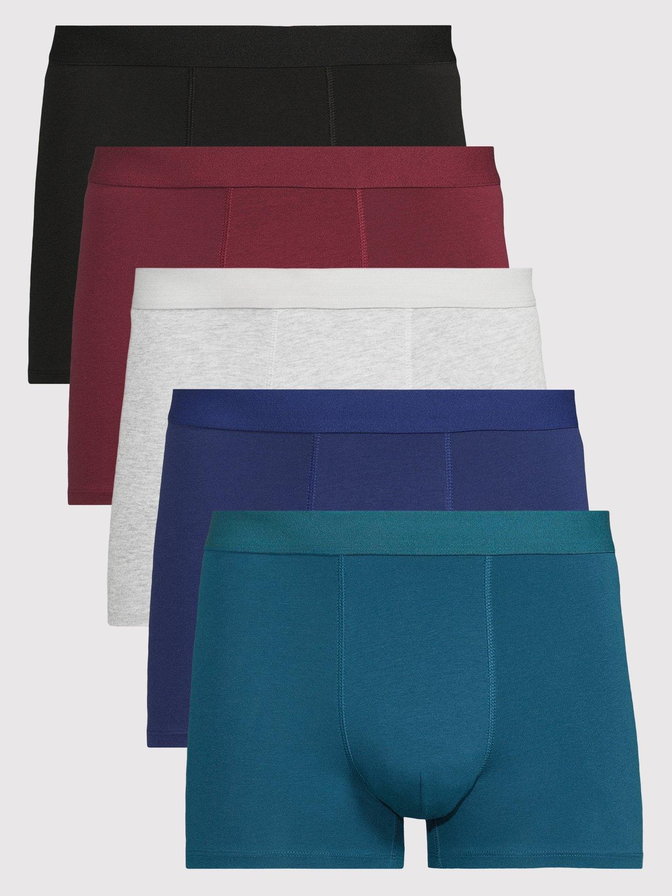 The Very Collection 5 Pack Assorted Trunks - Grey, Burgundy, Sage, Blue, Navy
