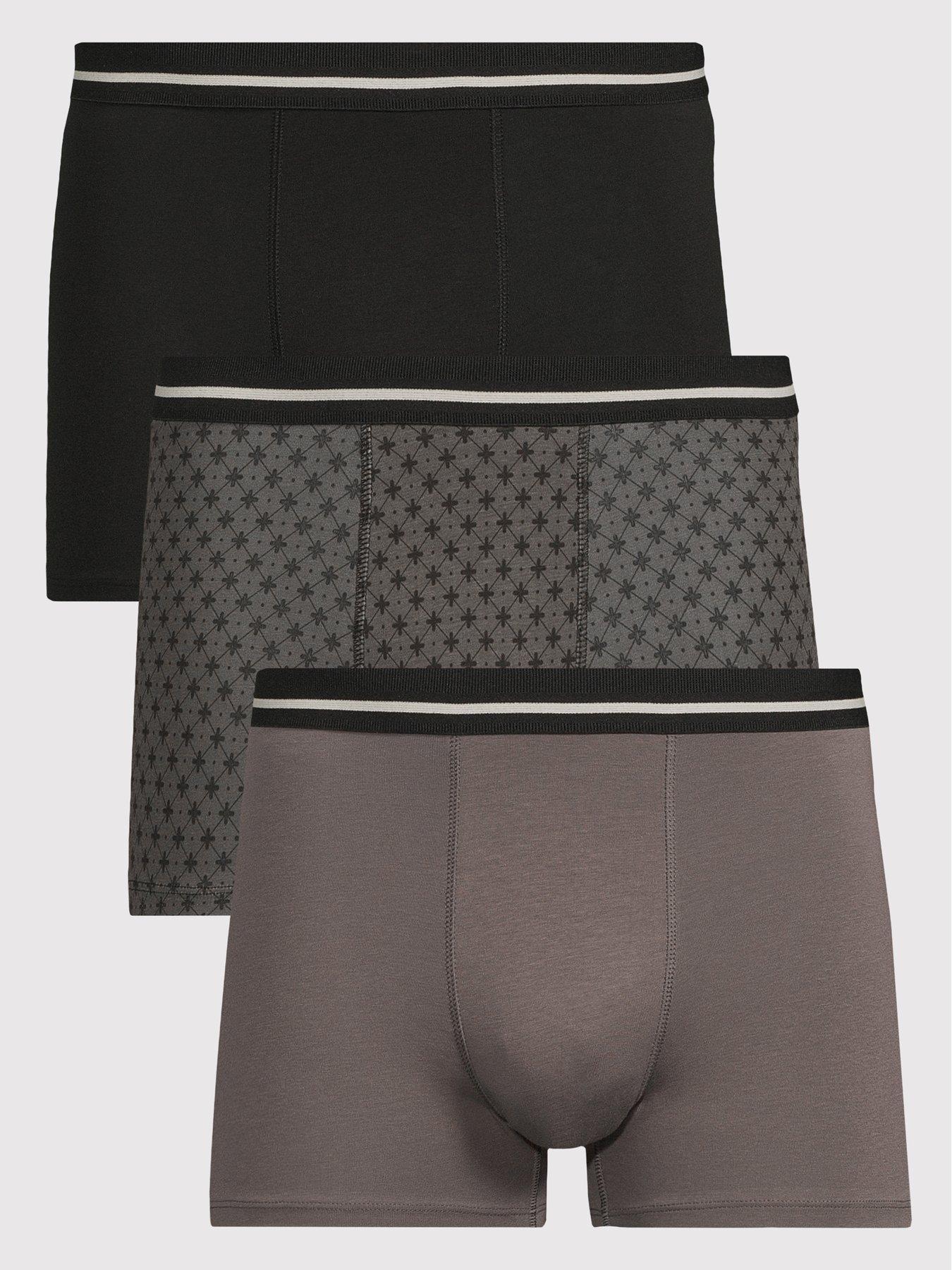The Very Collection Men's Printed Trunks 3 Pack - Brown/Black Mix