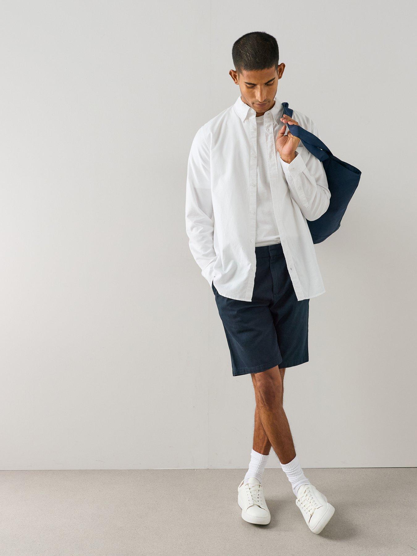 The Very Collection Smart Pleated Twill Shorts - Navy